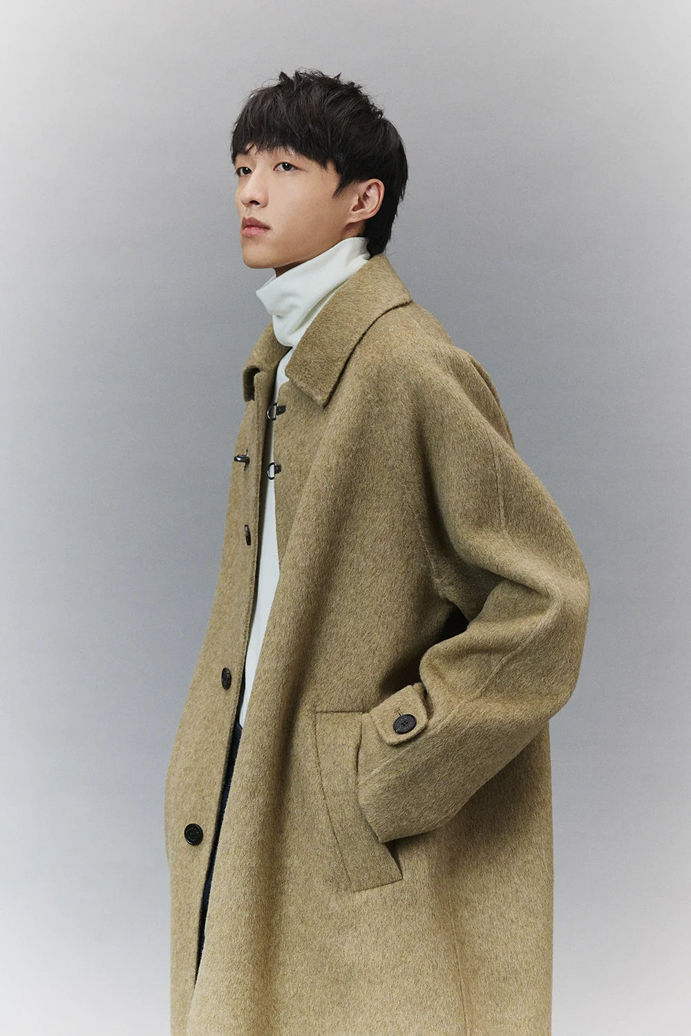 Wool Double-Faced Classic Balmacaan Coat - Goatlv