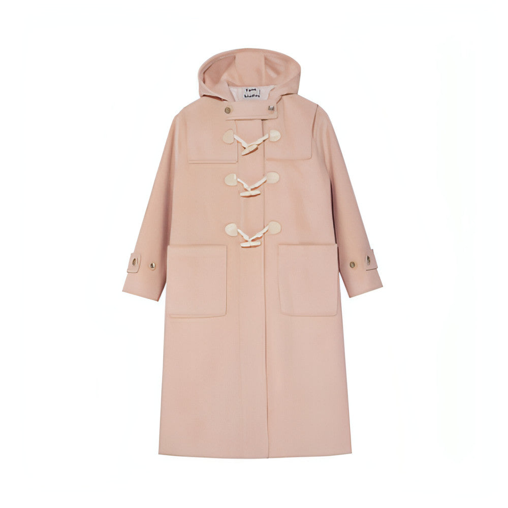 Winter Thicken College Style Hooded Mid-Length Melton Wool Coat - Goatlv