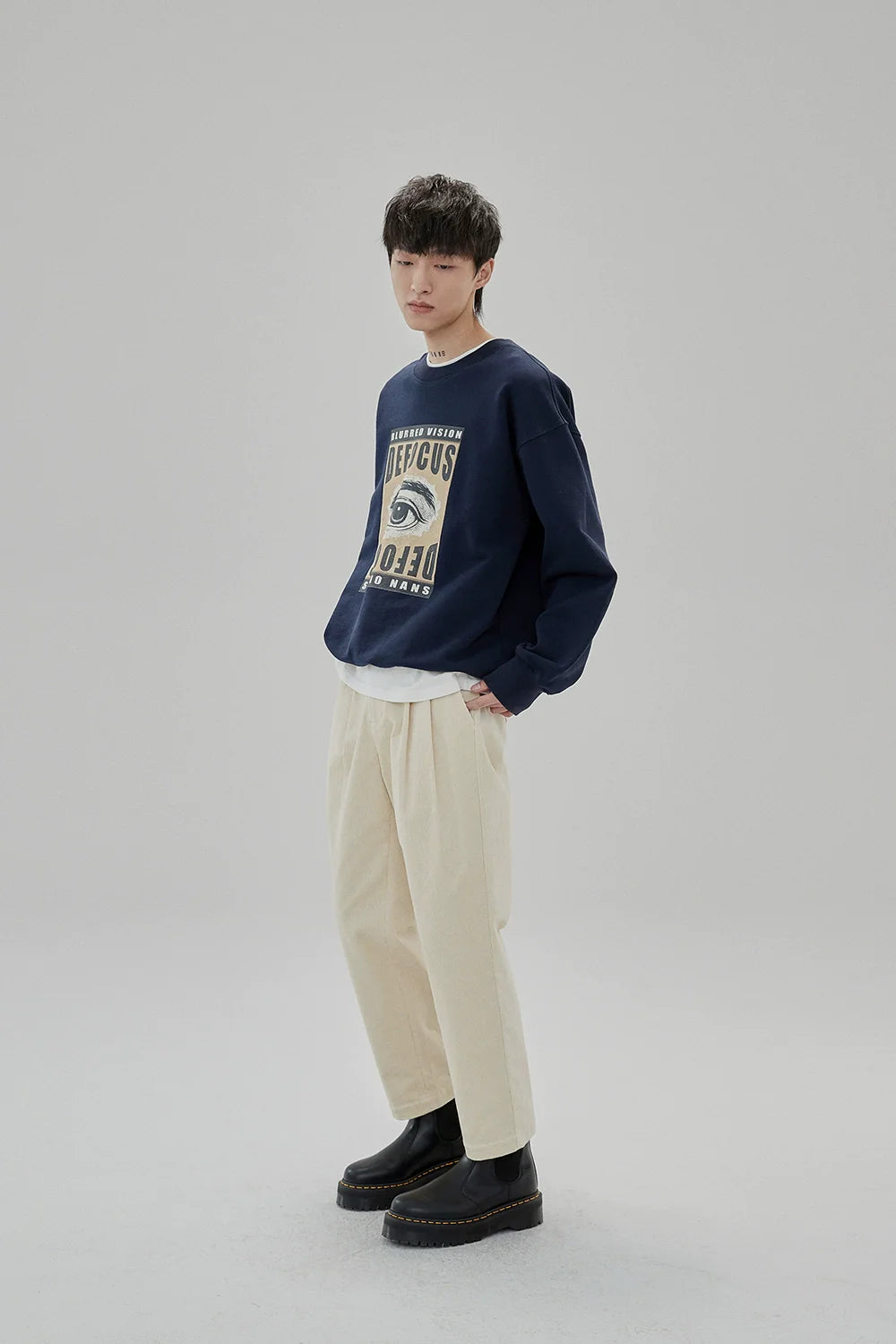 Wide Waist Tab Double-Pleated Relaxed Cropped Pants - Goatlv