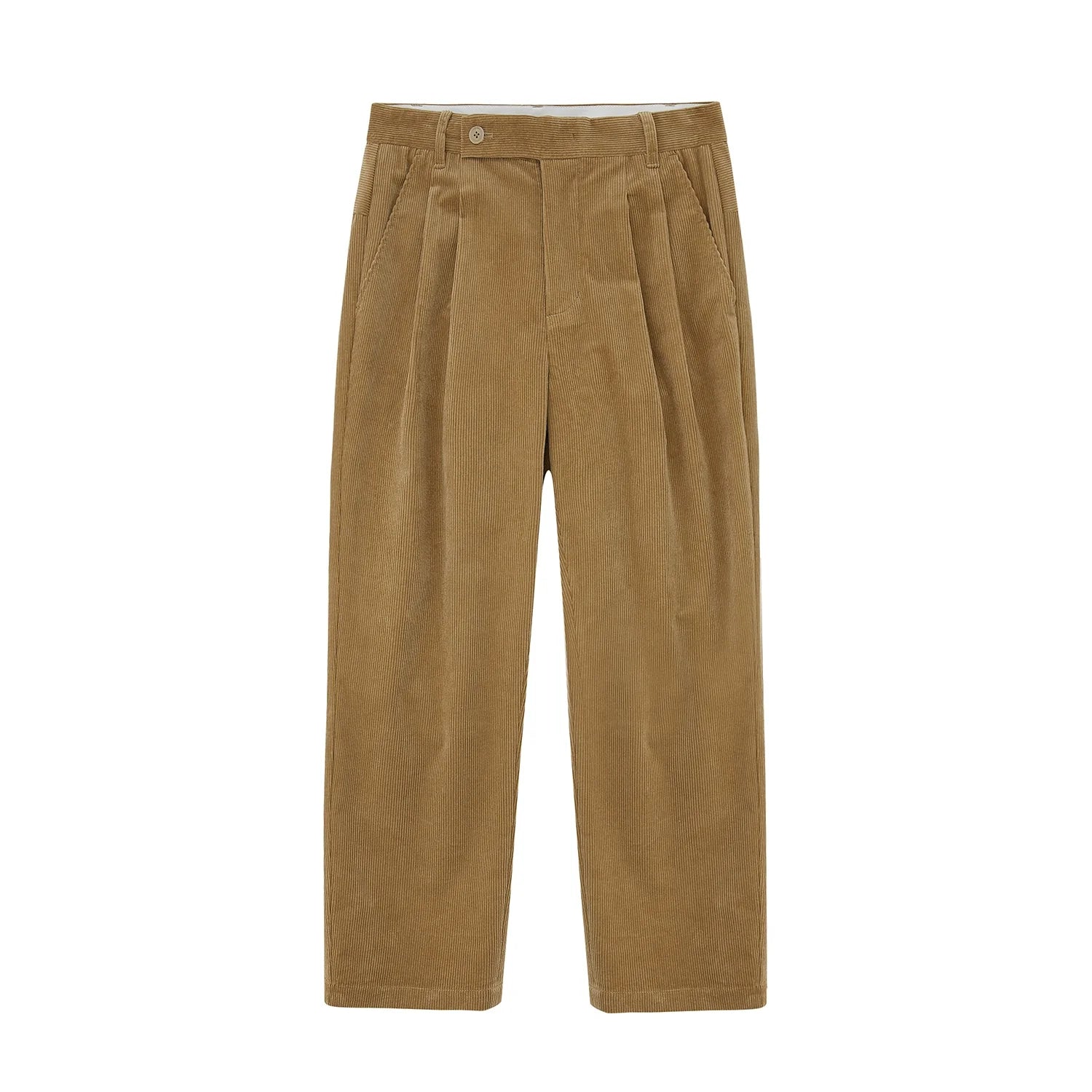 Wide Waist Tab Double-Pleated Relaxed Cropped Pants - Goatlv