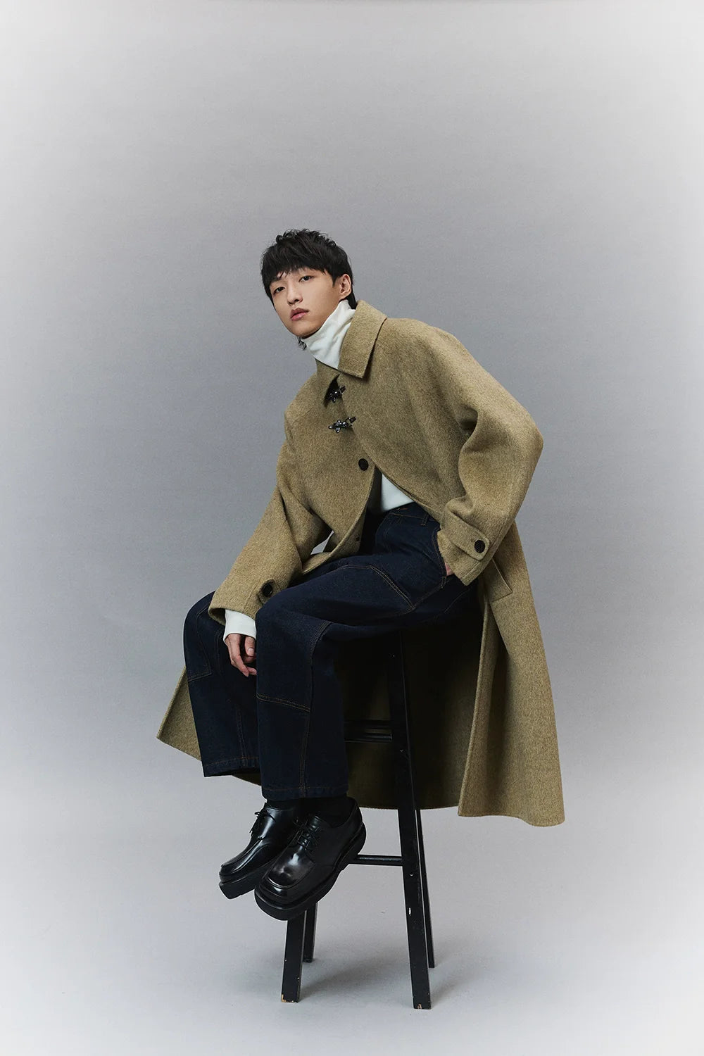 Wool Double-Faced Classic Balmacaan Coat - Goatlv