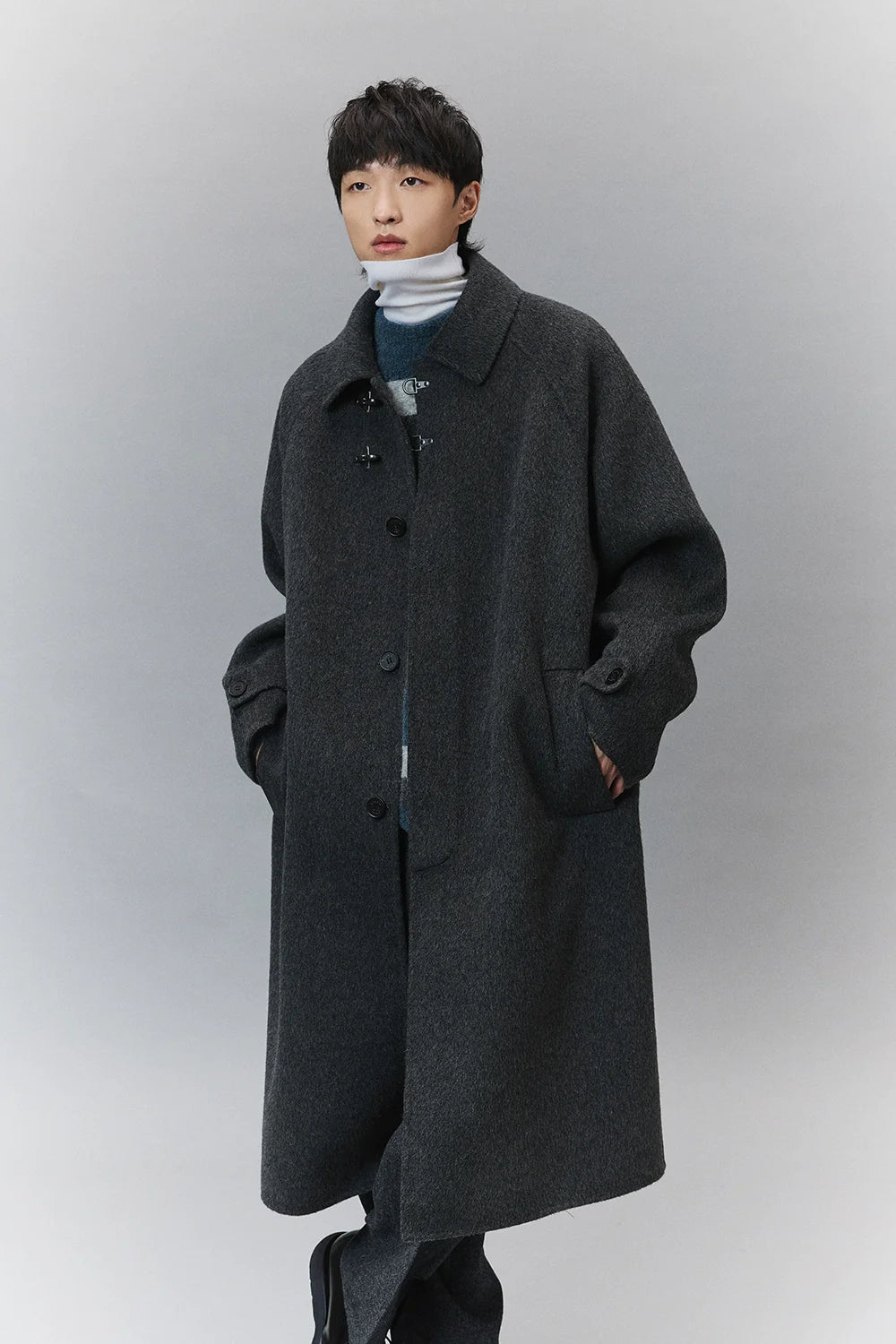 Wool Double-Faced Classic Balmacaan Coat - Goatlv