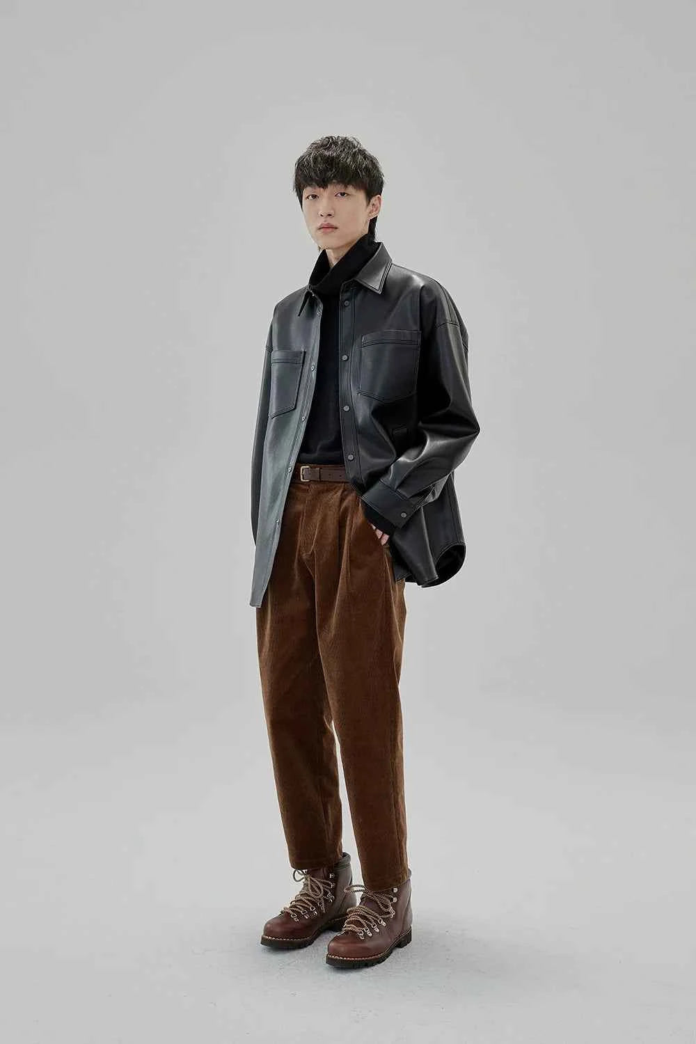 Wide Waist Tab Double-Pleated Relaxed Cropped Pants