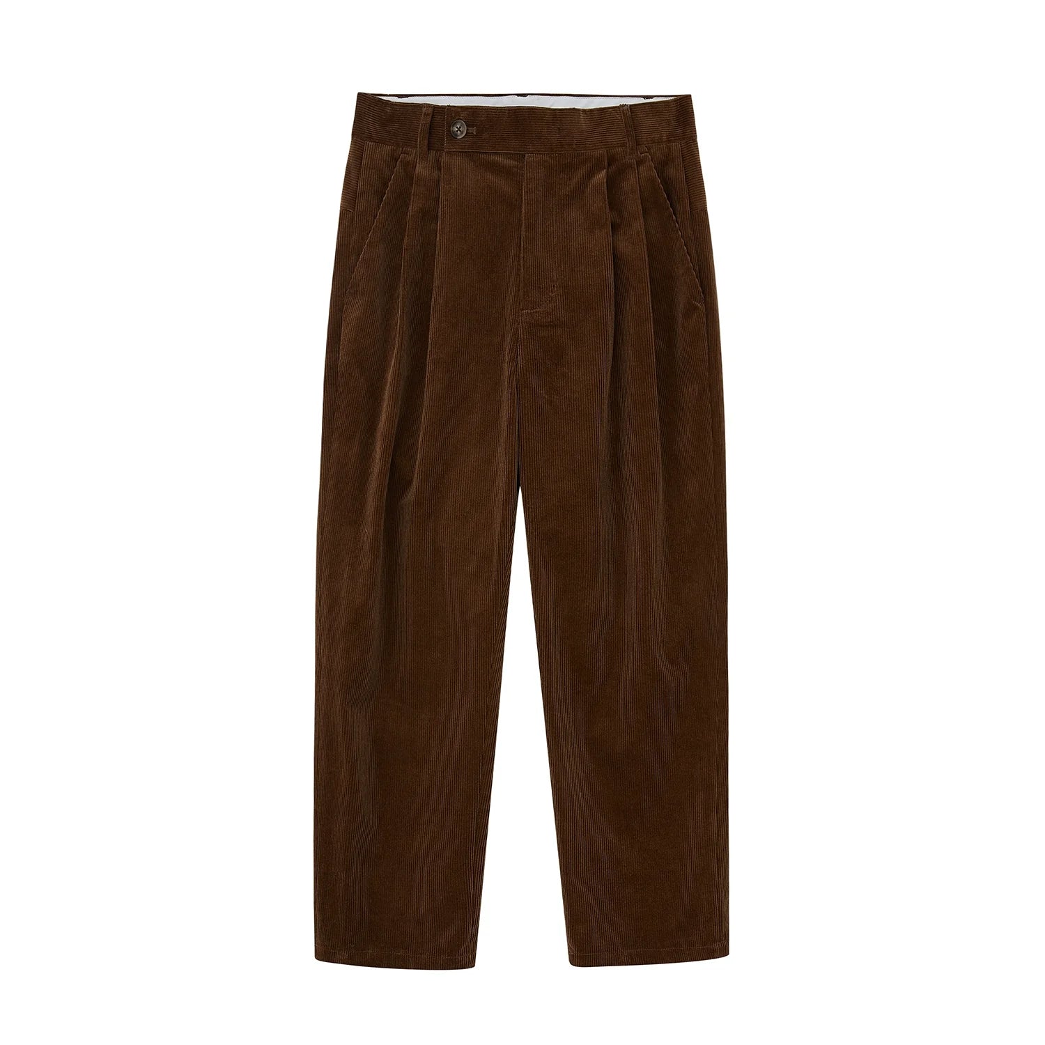 Wide Waist Tab Double-Pleated Relaxed Cropped Pants - Goatlv