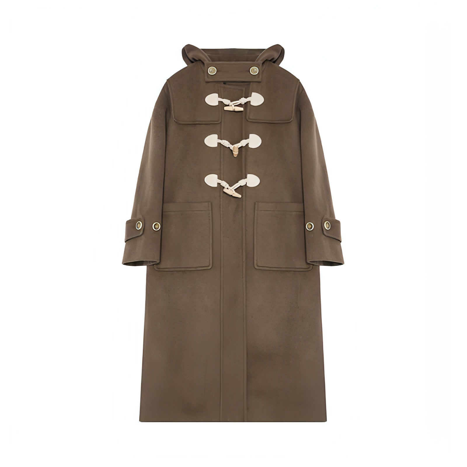 Winter Thicken College Style Hooded Mid-Length Melton Wool Coat - Goatlv
