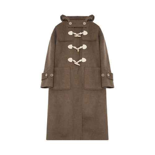Winter Thicken College Style Hooded Mid-Length Melton Wool Coat