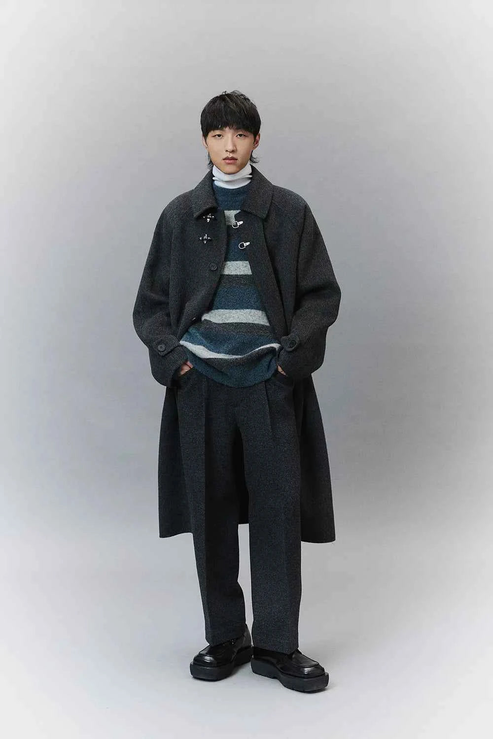 Wool Double-Faced Classic Balmacaan Coat