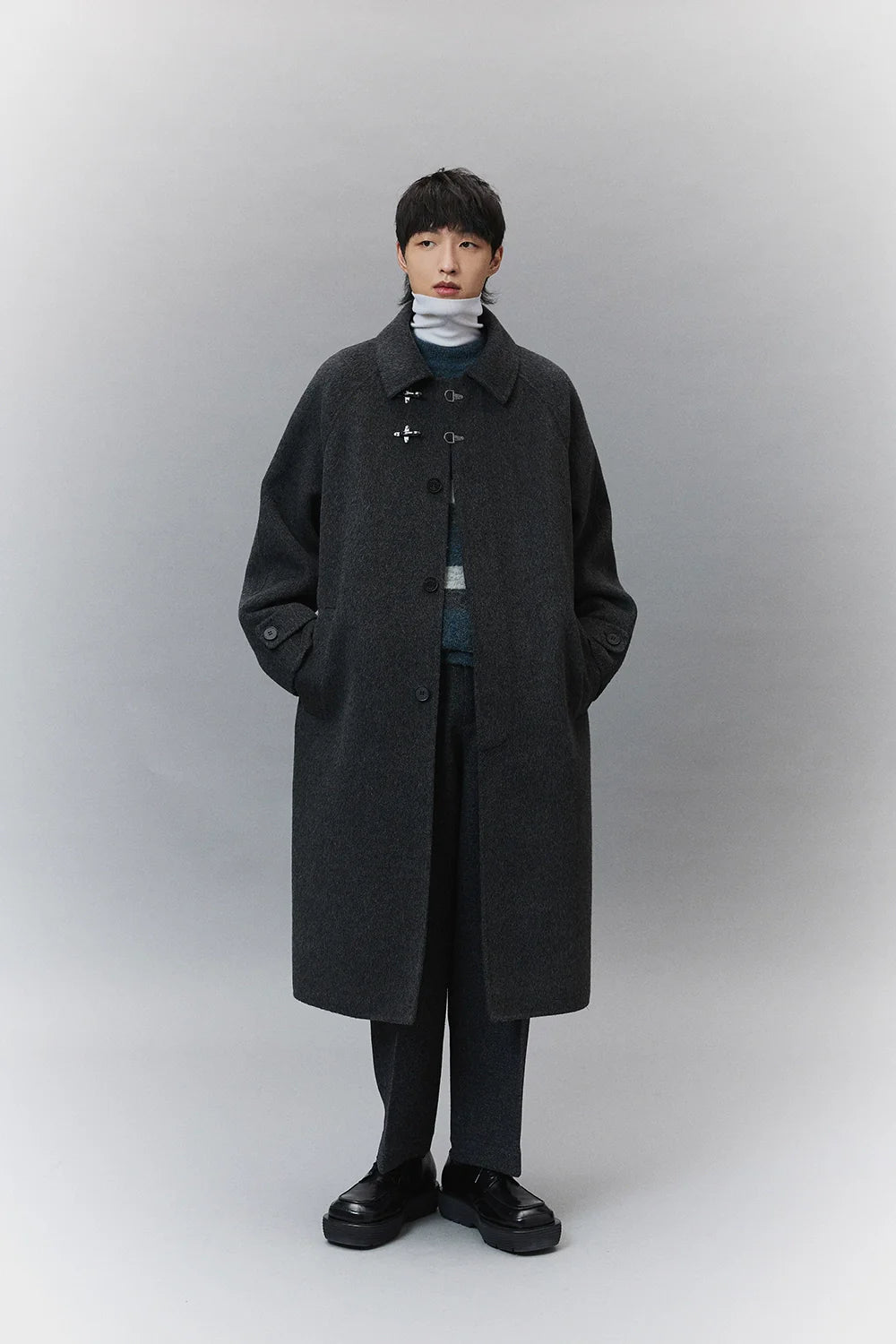 Wool Double-Faced Classic Balmacaan Coat - Goatlv