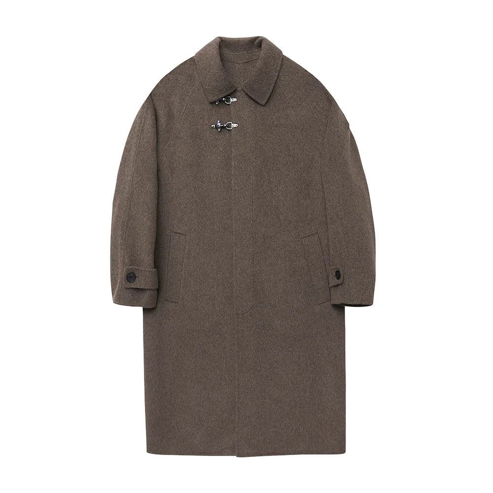 Wool Double-Faced Classic Balmacaan Coat - Goatlv