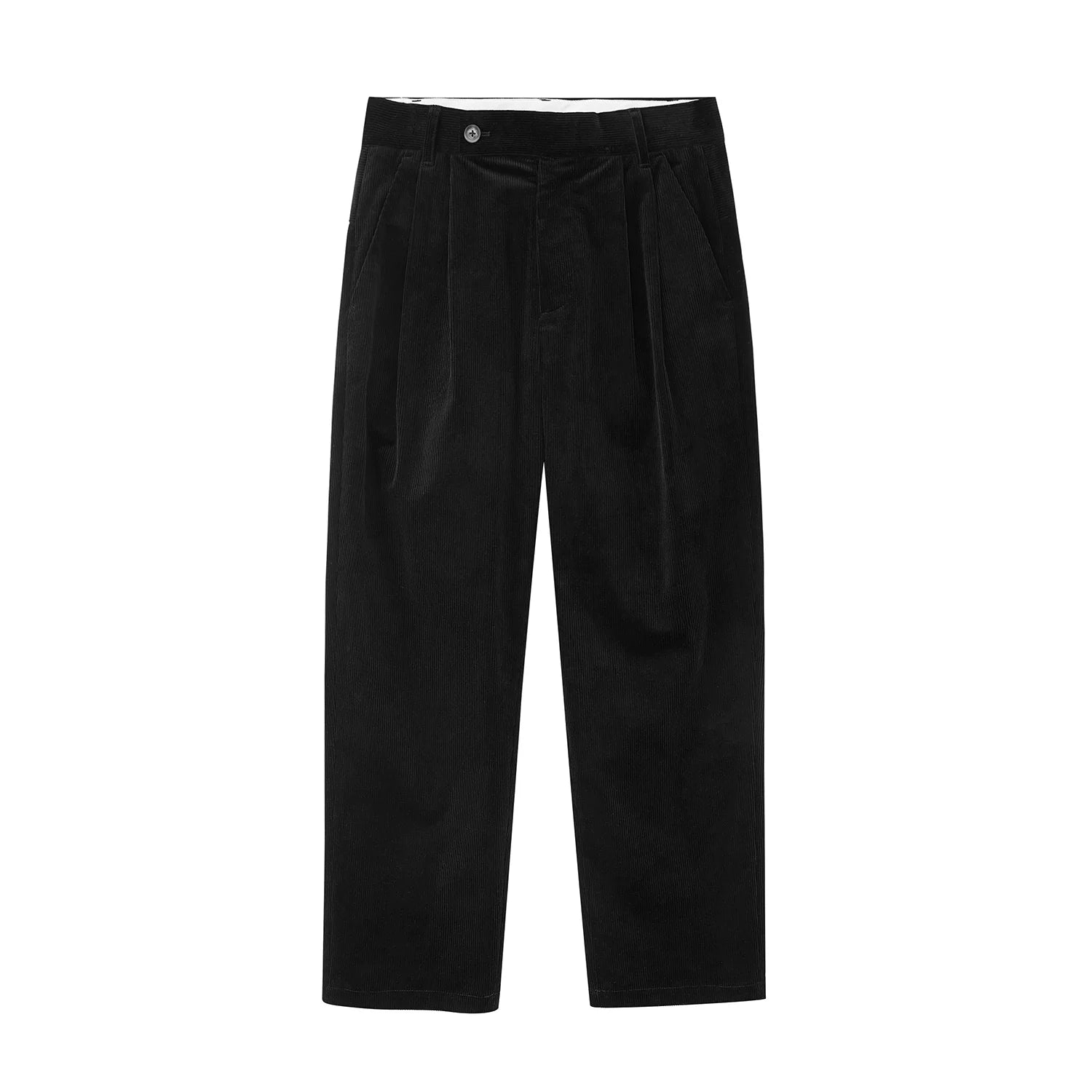 Wide Waist Tab Double-Pleated Relaxed Cropped Pants - Goatlv