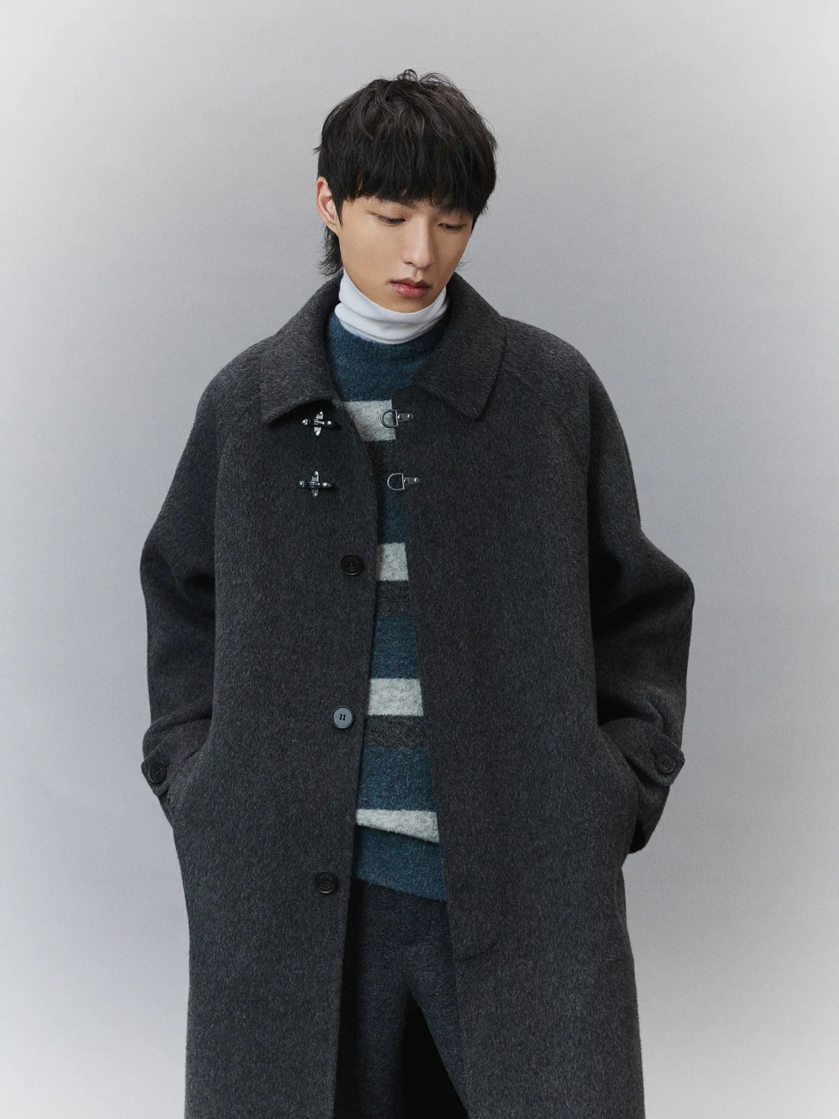 Wool Double-Faced Classic Balmacaan Coat - Goatlv