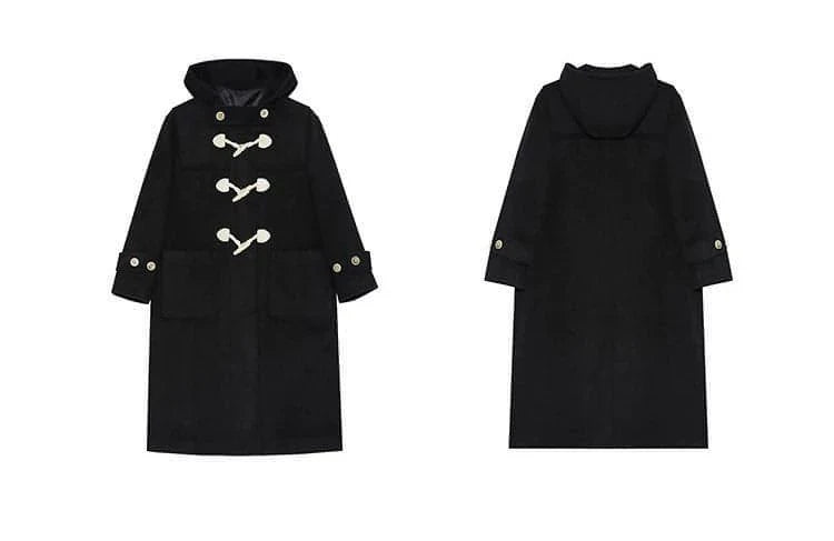Winter Thicken College Style Hooded Mid-Length Melton Wool Coat - Goatlv