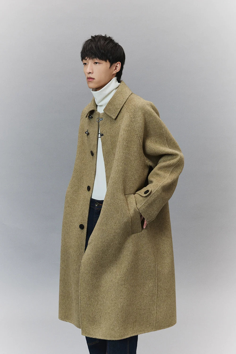 Wool Double-Faced Classic Balmacaan Coat - Goatlv