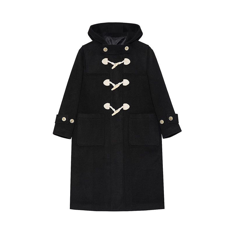 Winter Thicken College Style Hooded Mid-Length Melton Wool Coat - Goatlv