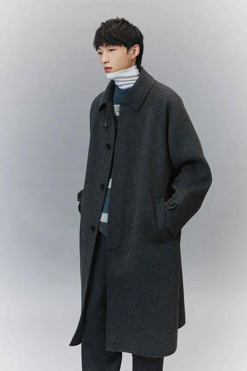 Wool Double-Faced Classic Balmacaan Coat