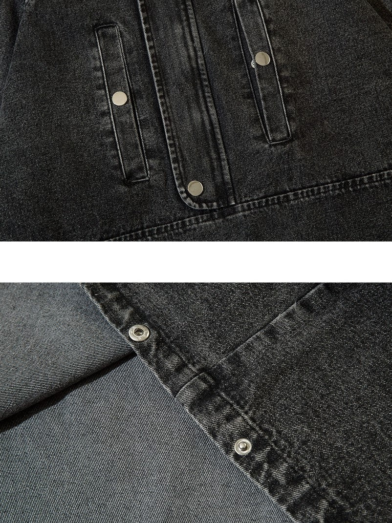 Zip-Front Denim Oversize Hoodie - Goatlv