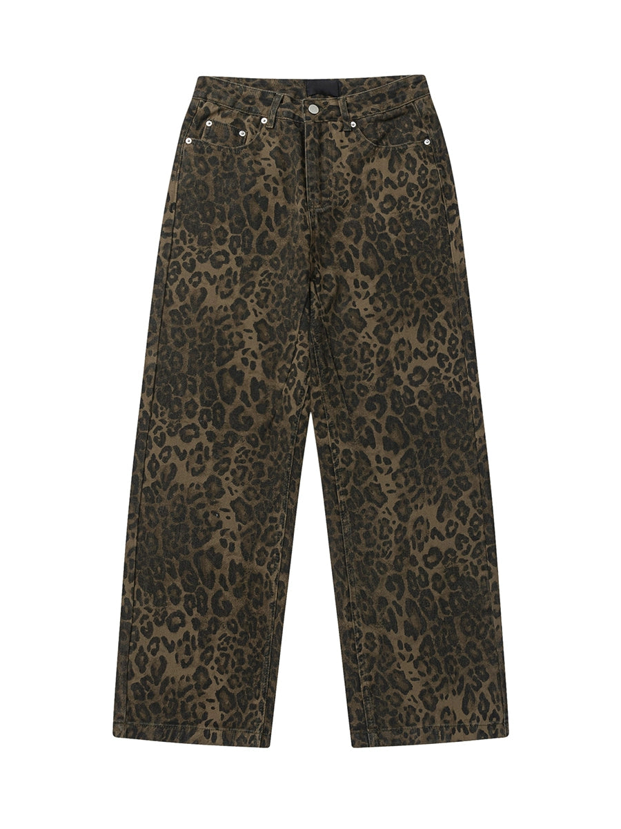 Wild Print Wide Jeans - Goatlv