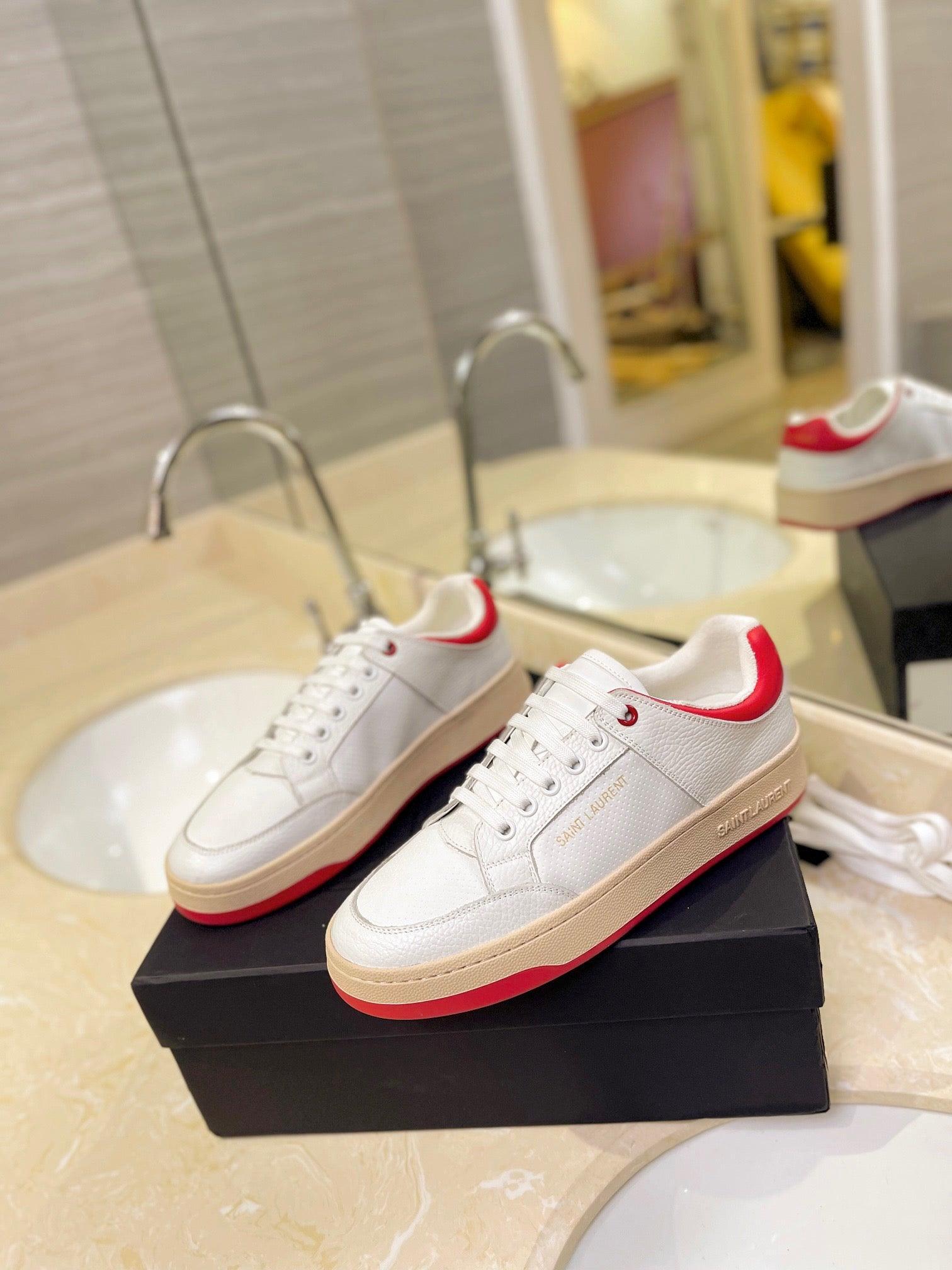 VSL White and Red Leather Sneakers-171 Designer Sneakers