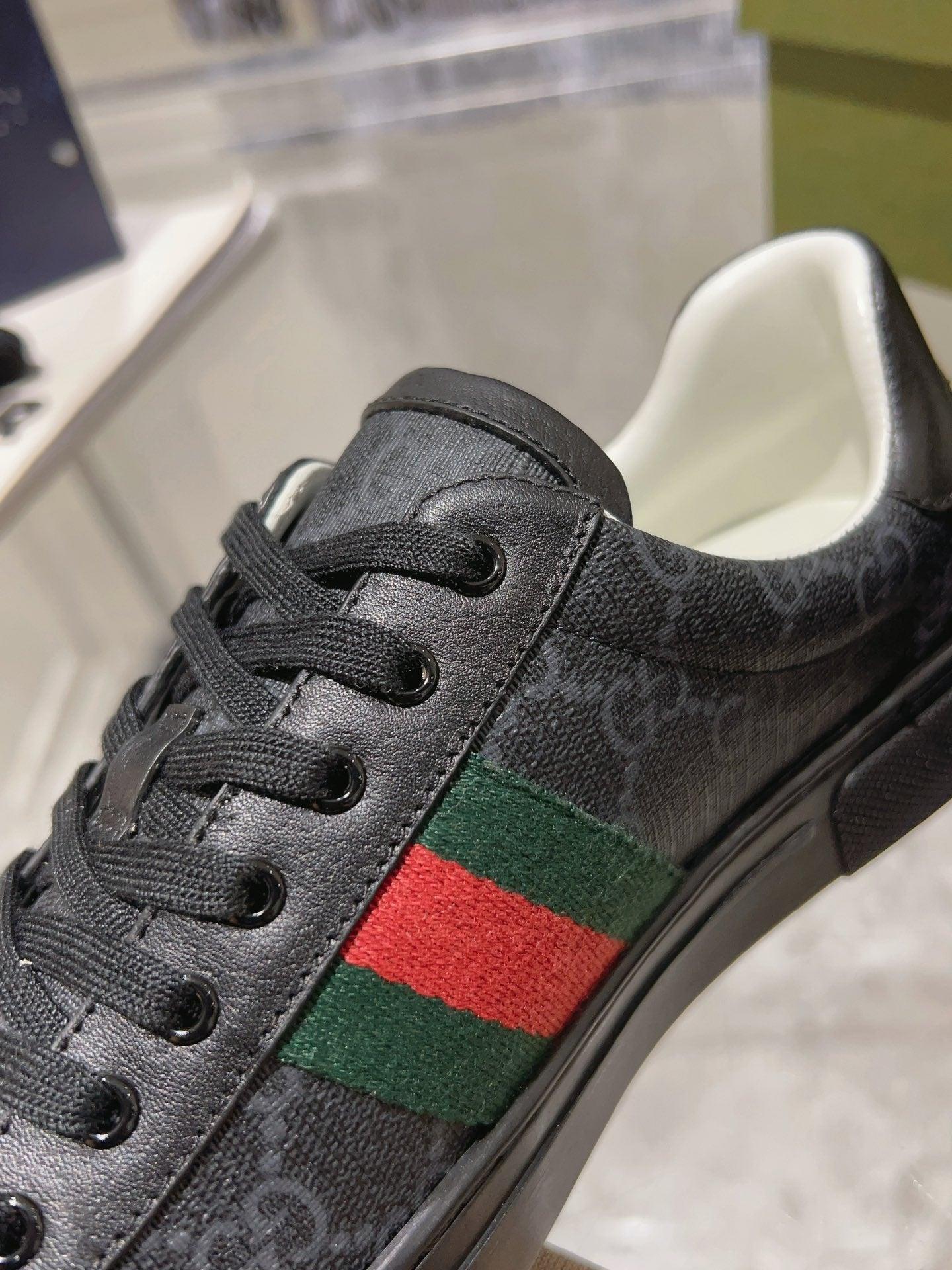 GCI Ace GG Crystal Canvas Black Sneakers-066 Designer Sneakers