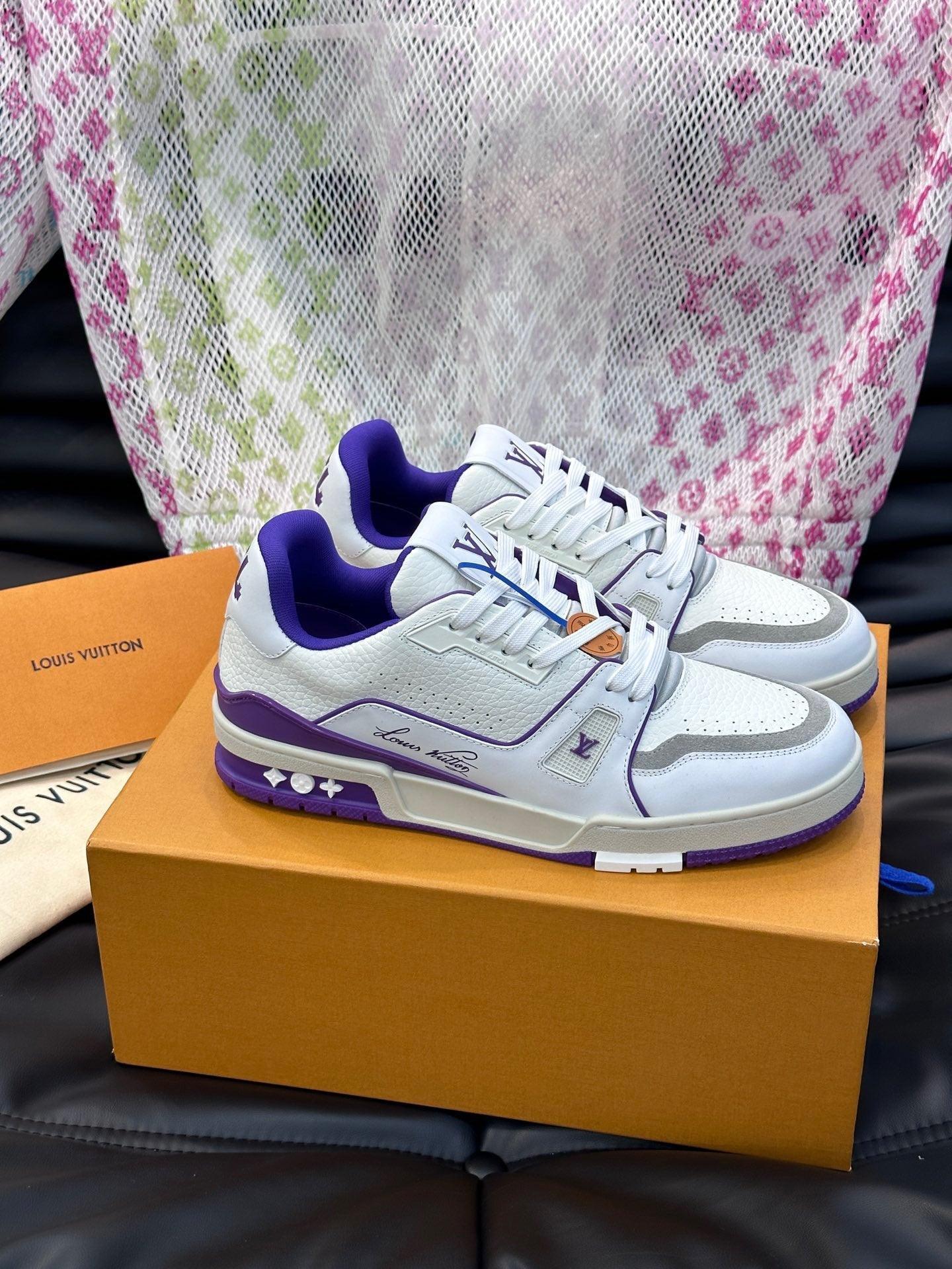 LUV Women's Purple and White Trainer Sneakers-096 Designer Sneakers
