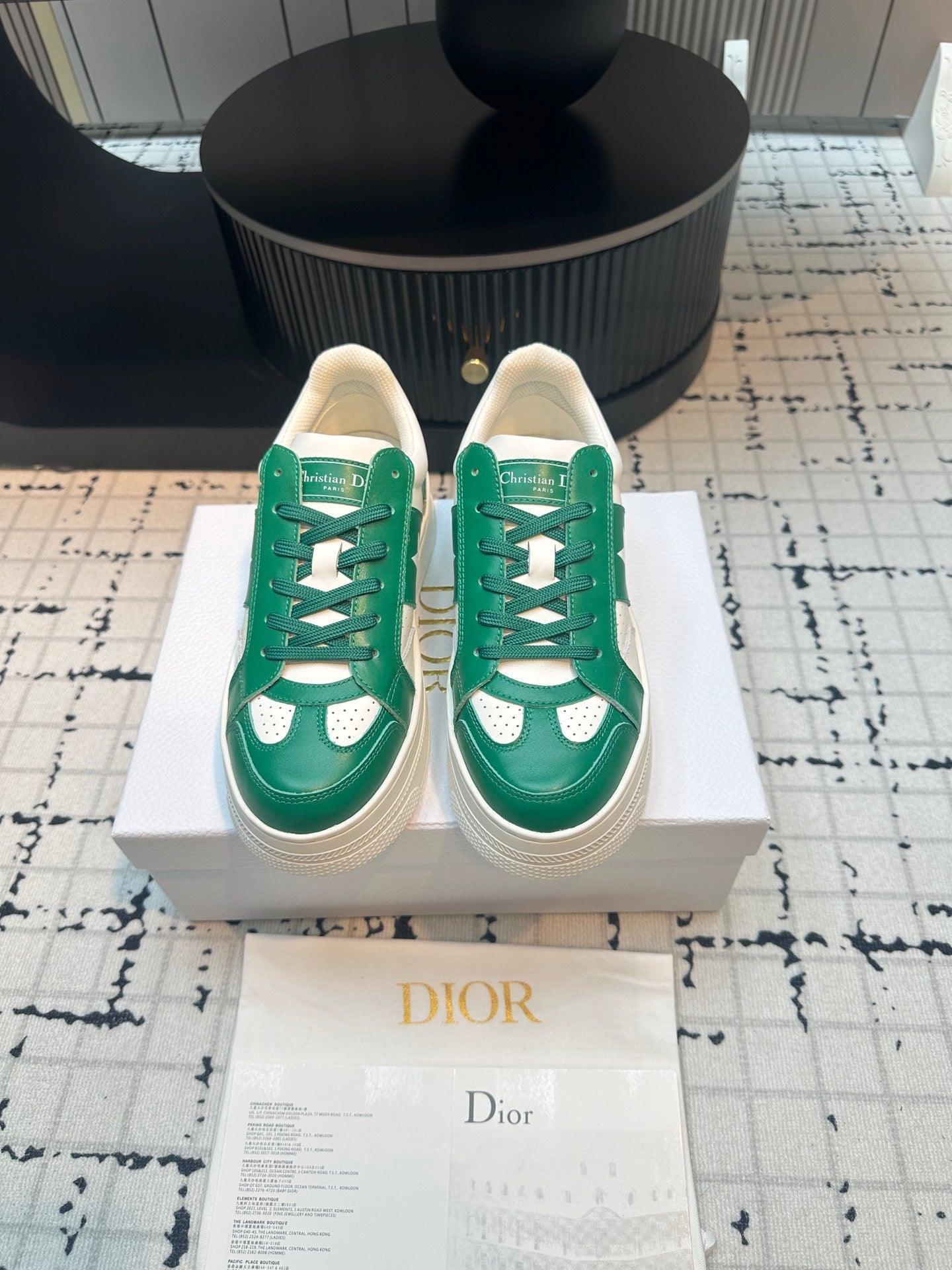 DOR Star Platform Sneaker Green Calfskin and Suede-163 Designer Sneakers
