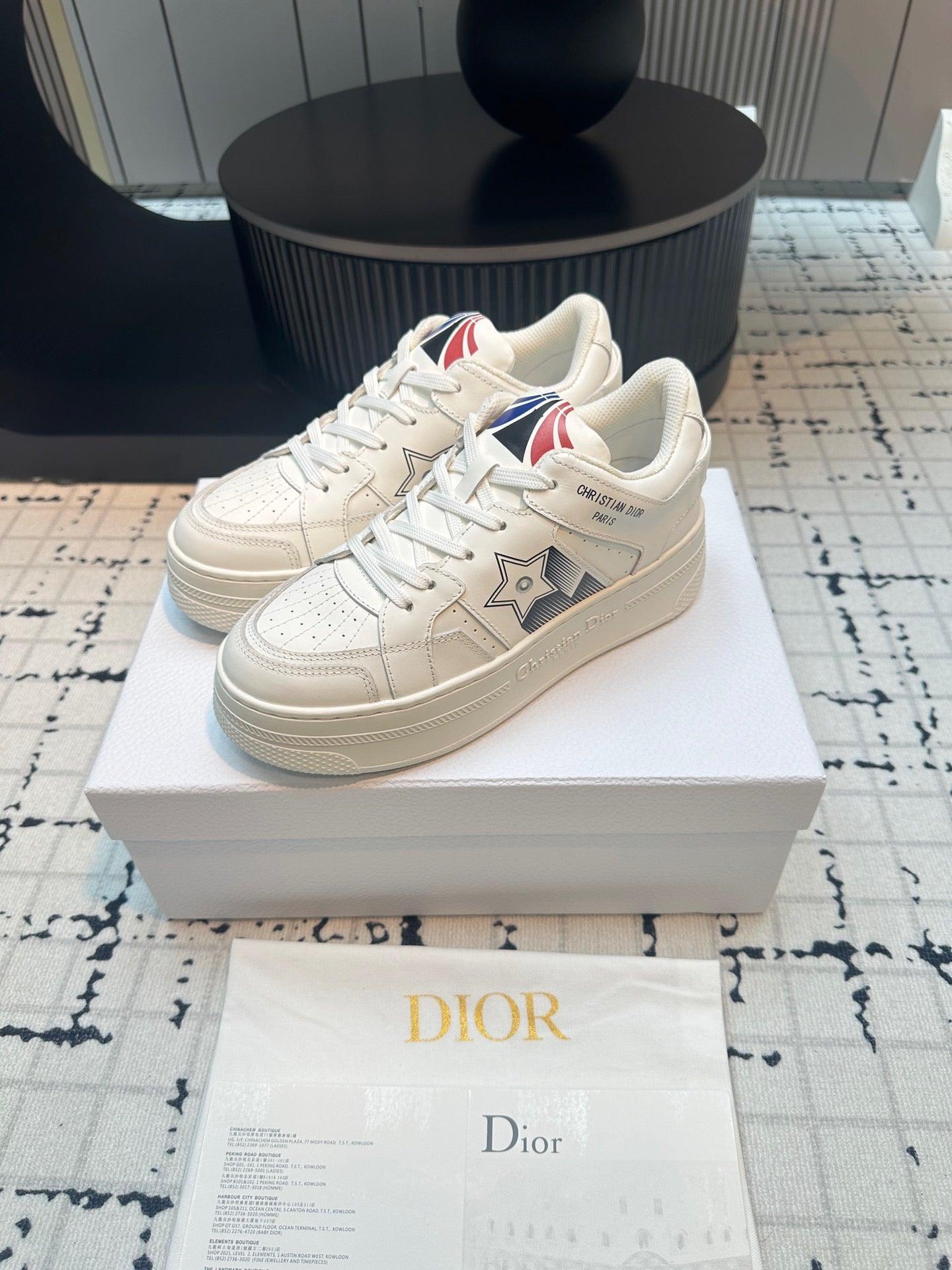DOR Star Platform Sneaker White Calfskin and Suede-164 Designer Sneakers