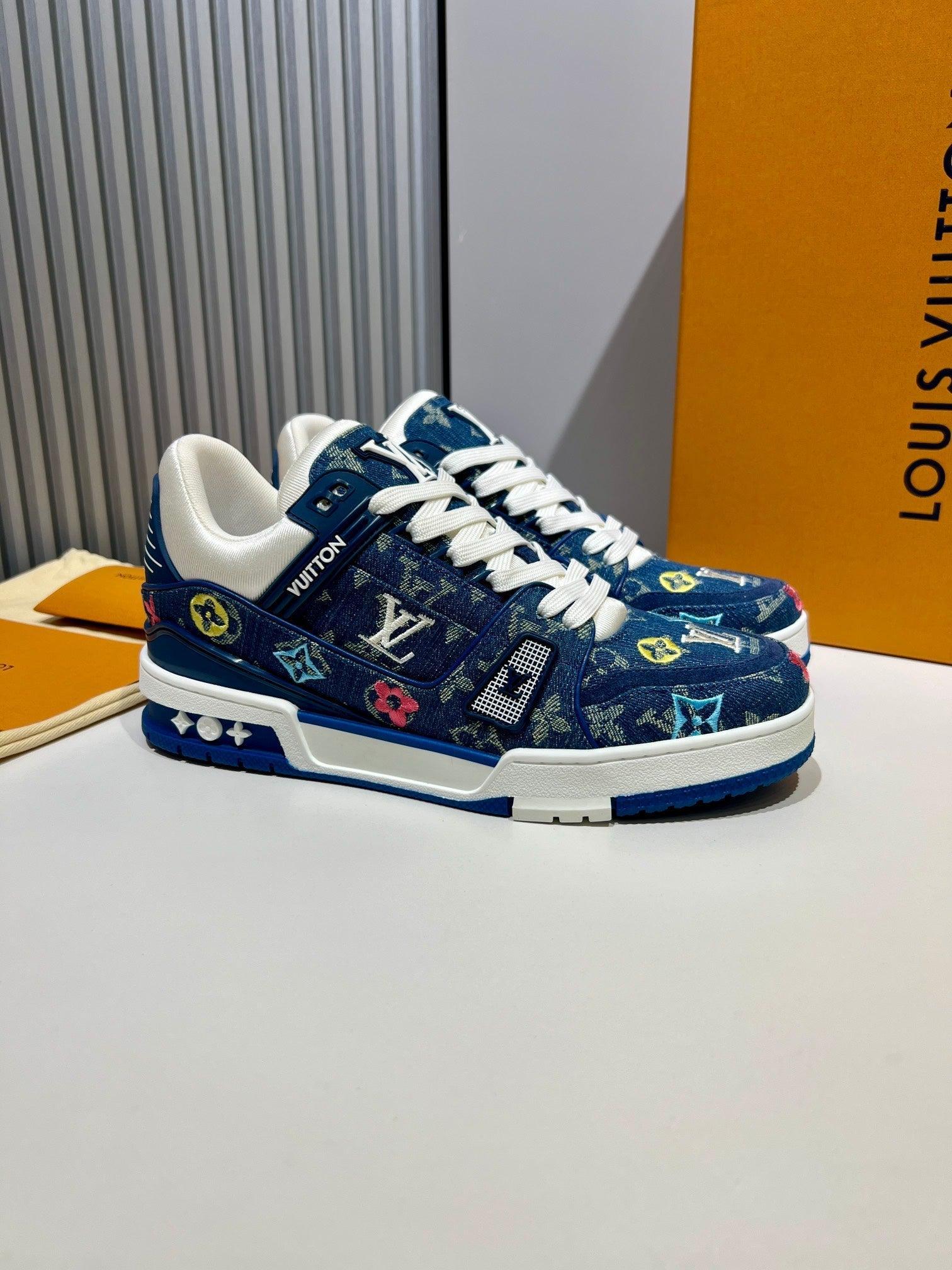 LUV Embroidered Denim Blue Trainer Sneakers-076 Designer Sneakers