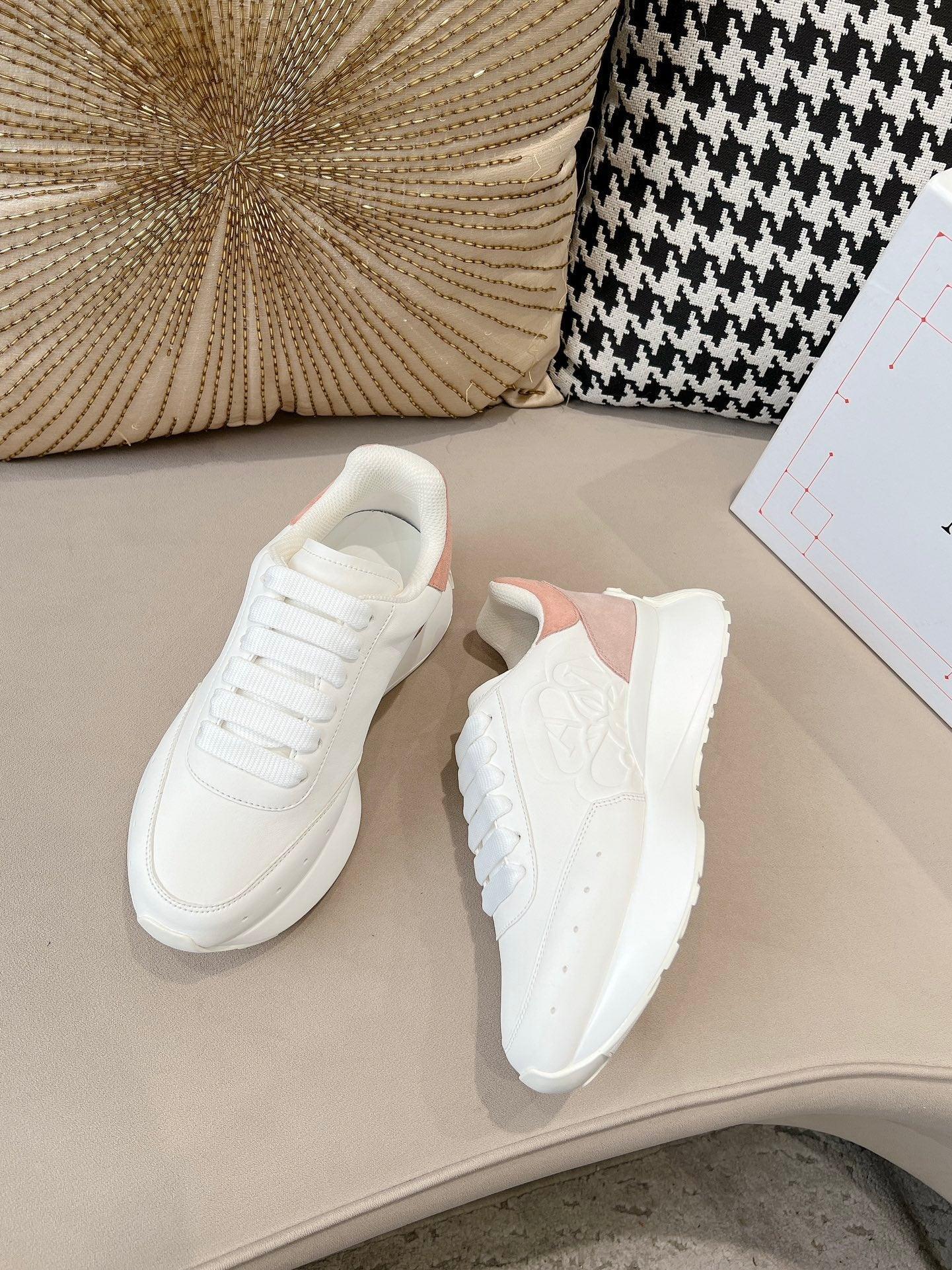 ALMC Women's Sprint Runner in White Coral & Powder Pink Sneakers-008 Designer Sneakers