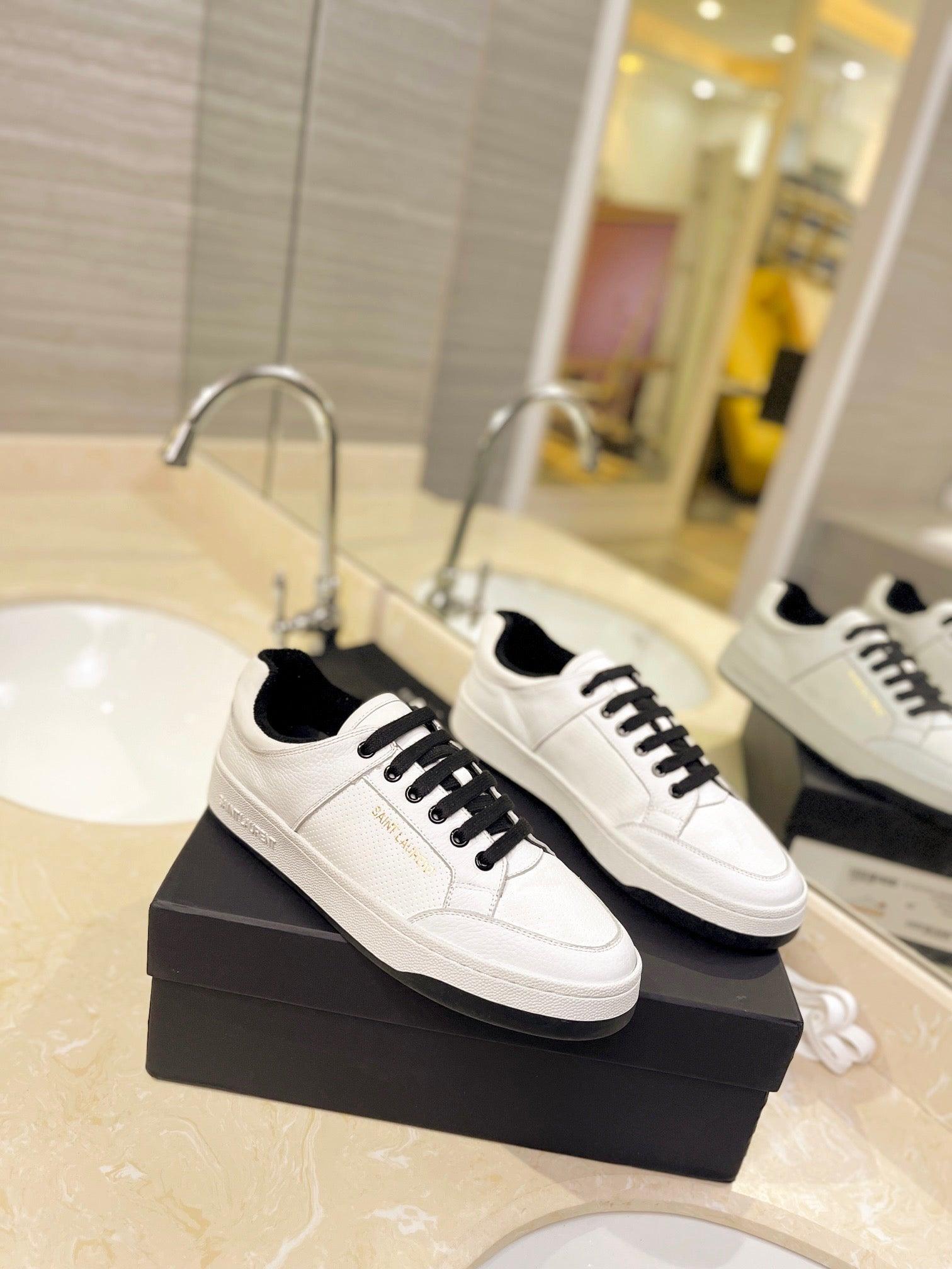 VSL Black and White Leather Sneakers-165 Designer Sneakers