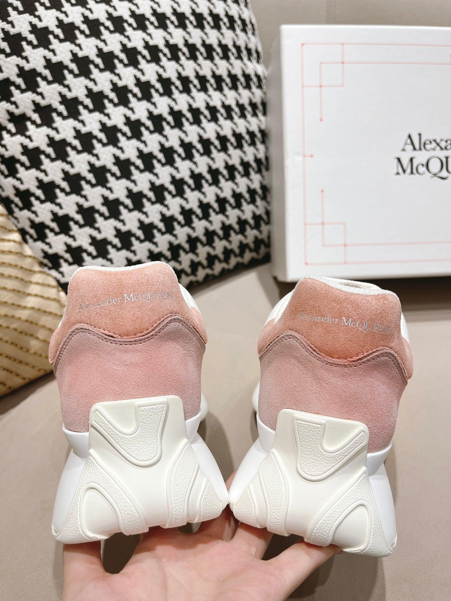 ALMC Women's Sprint Runner in White Coral & Powder Pink Sneakers-008 Designer Sneakers
