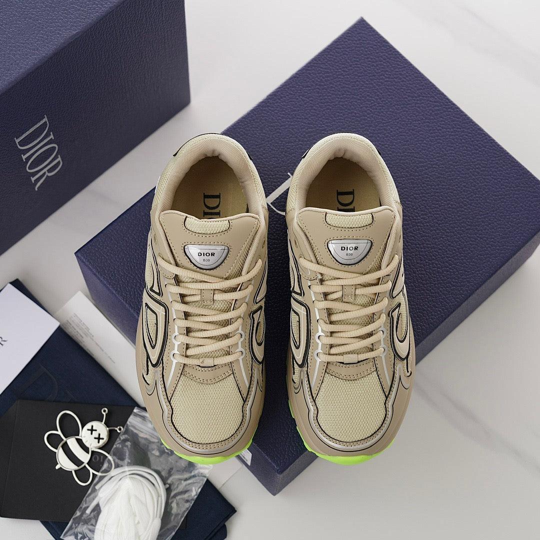 DOR B30 Beige Mesh and Technical Fabric Sneakers -116 Designer Sneakers