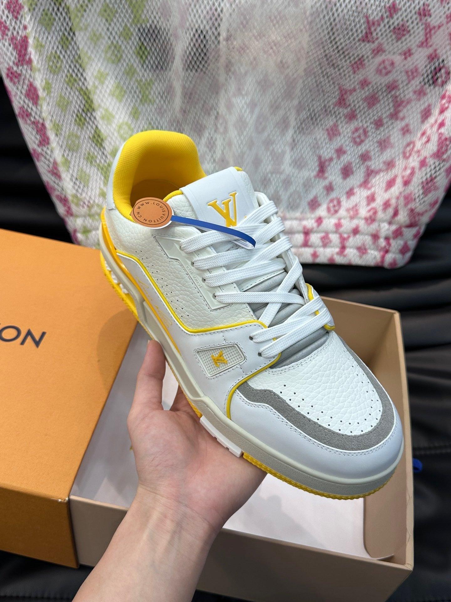 LUV Women's Yellow and White Trainer Sneakers-097 Designer Sneakers