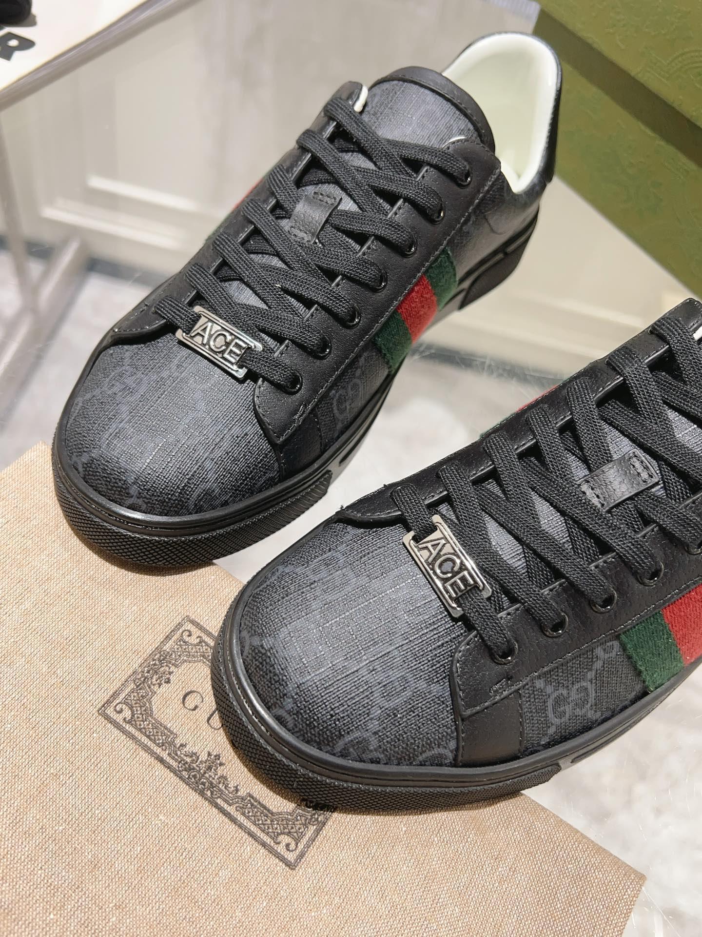 GCI Ace GG Crystal Canvas Black Sneakers-066 Designer Sneakers