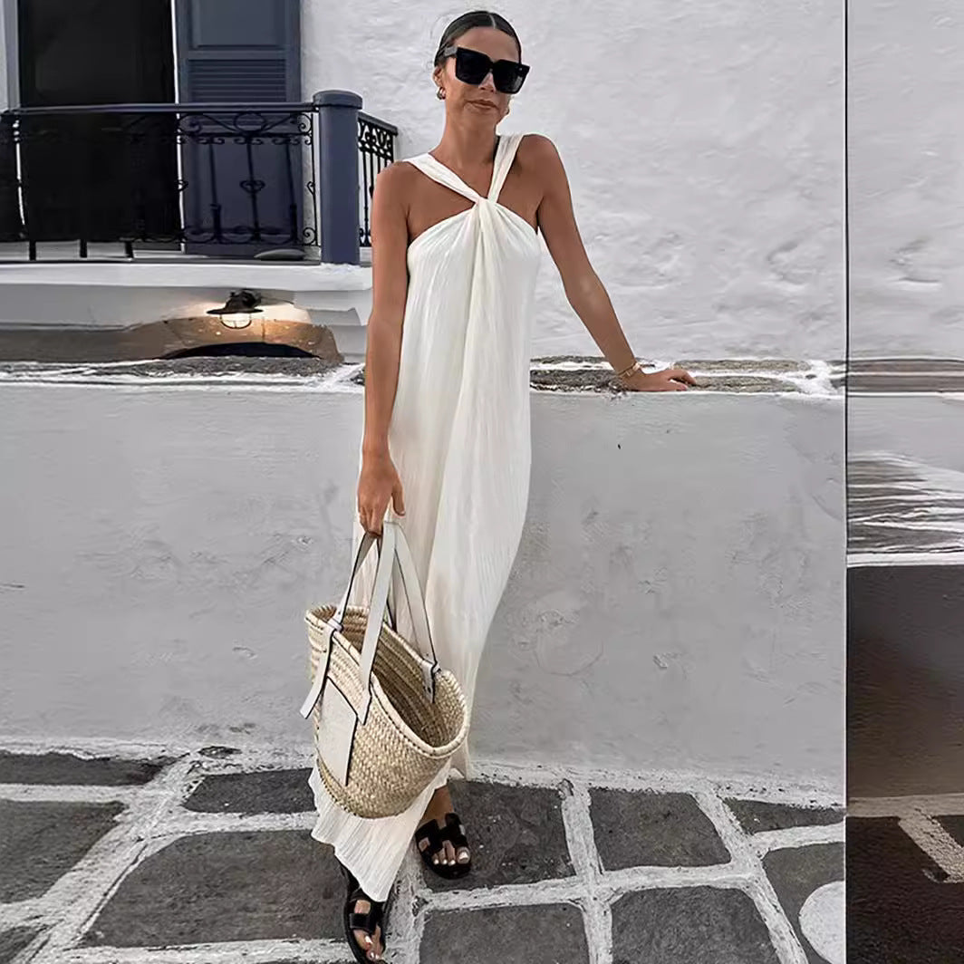 Backless Cross Shoulder Strap Dress Women Nyzzle