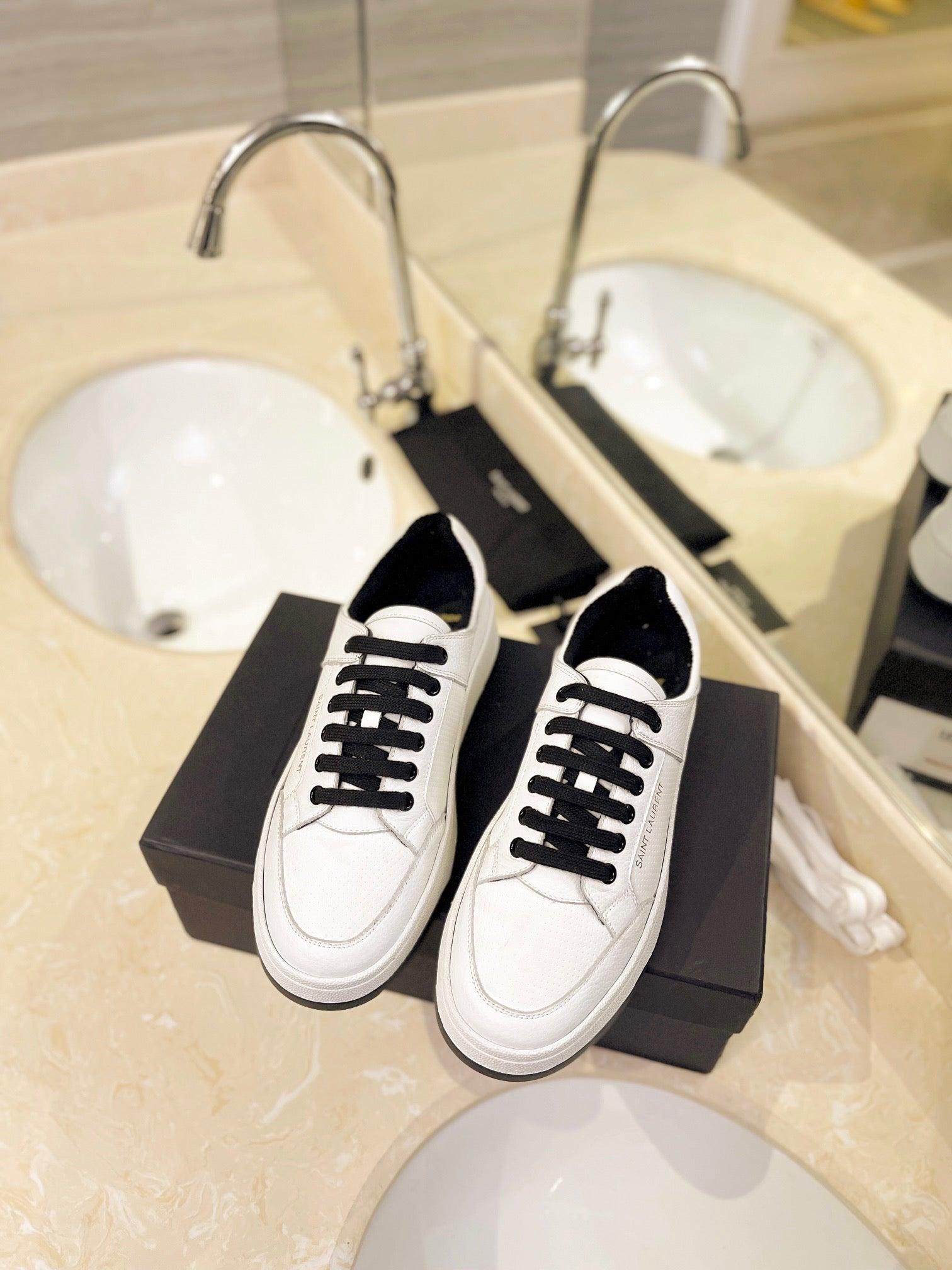 VSL Black and White Leather Sneakers-165 Designer Sneakers