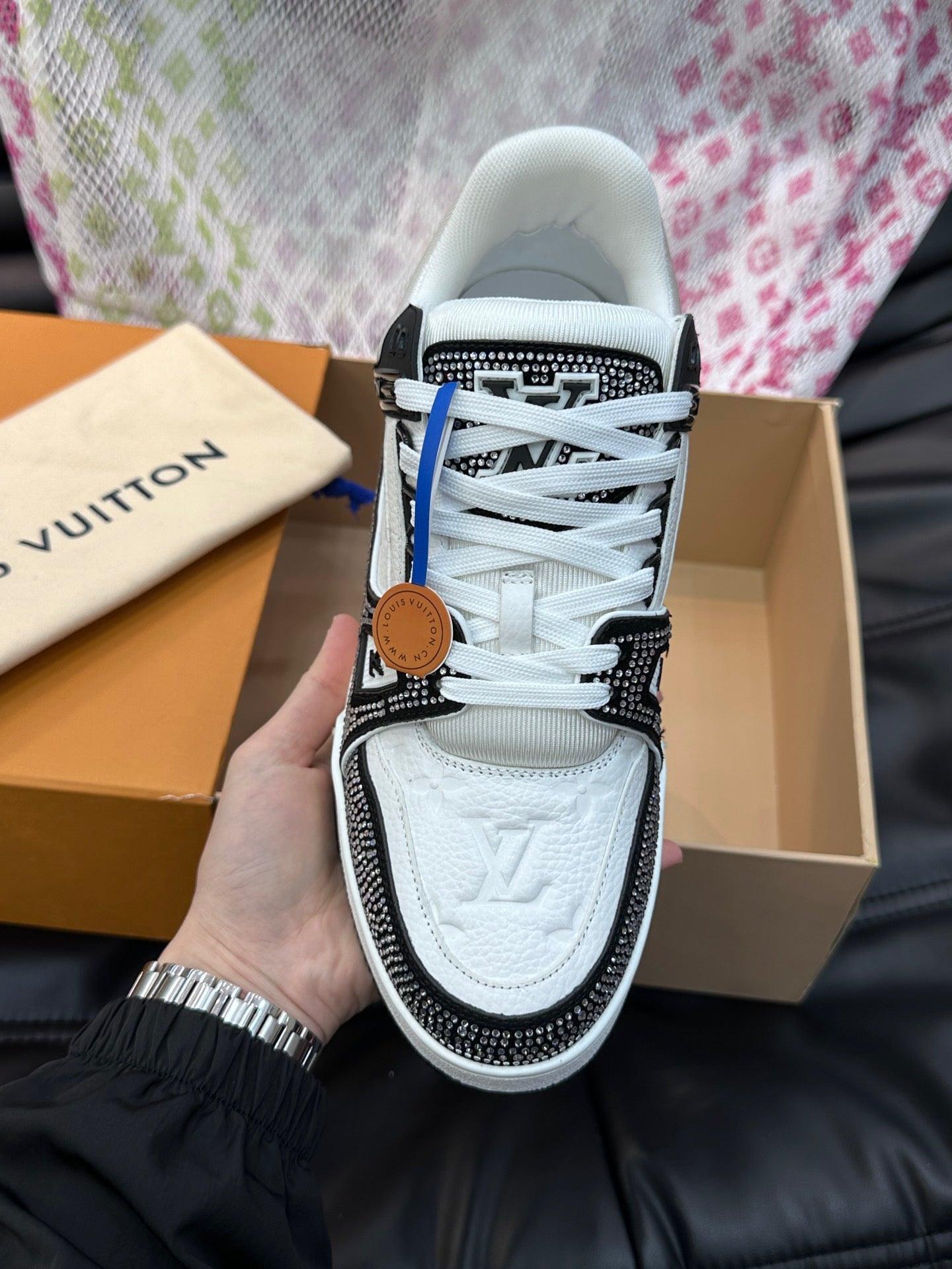 LUV Black and White Trainer With Crystal Sneakers-103 Designer Sneakers