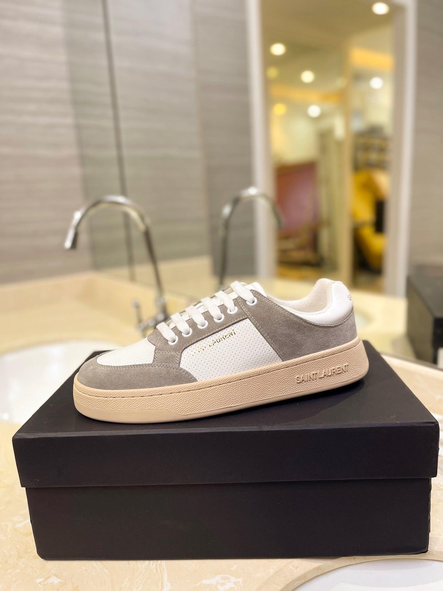 VSL Grey and White Leather Sneakers-169 Designer Sneakers
