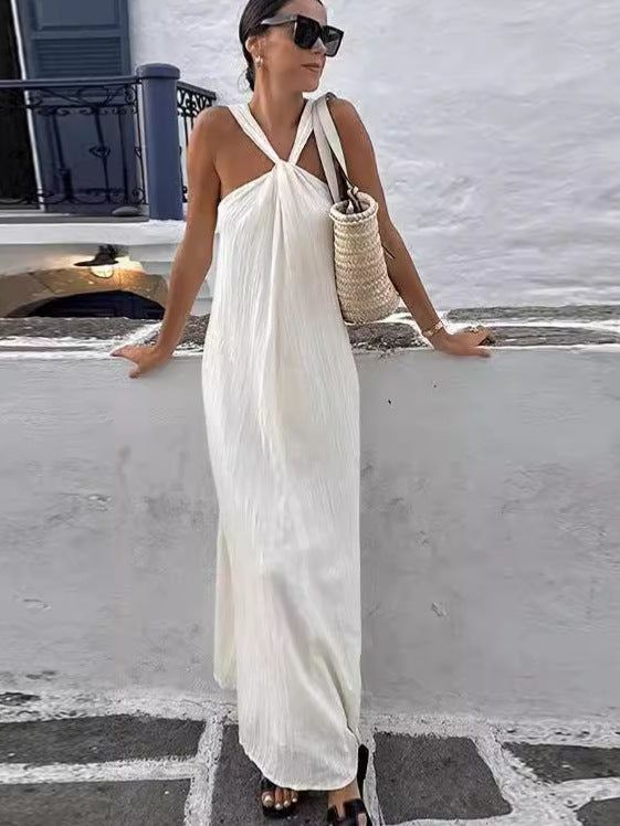 Backless Cross Shoulder Strap Dress Women Nyzzle