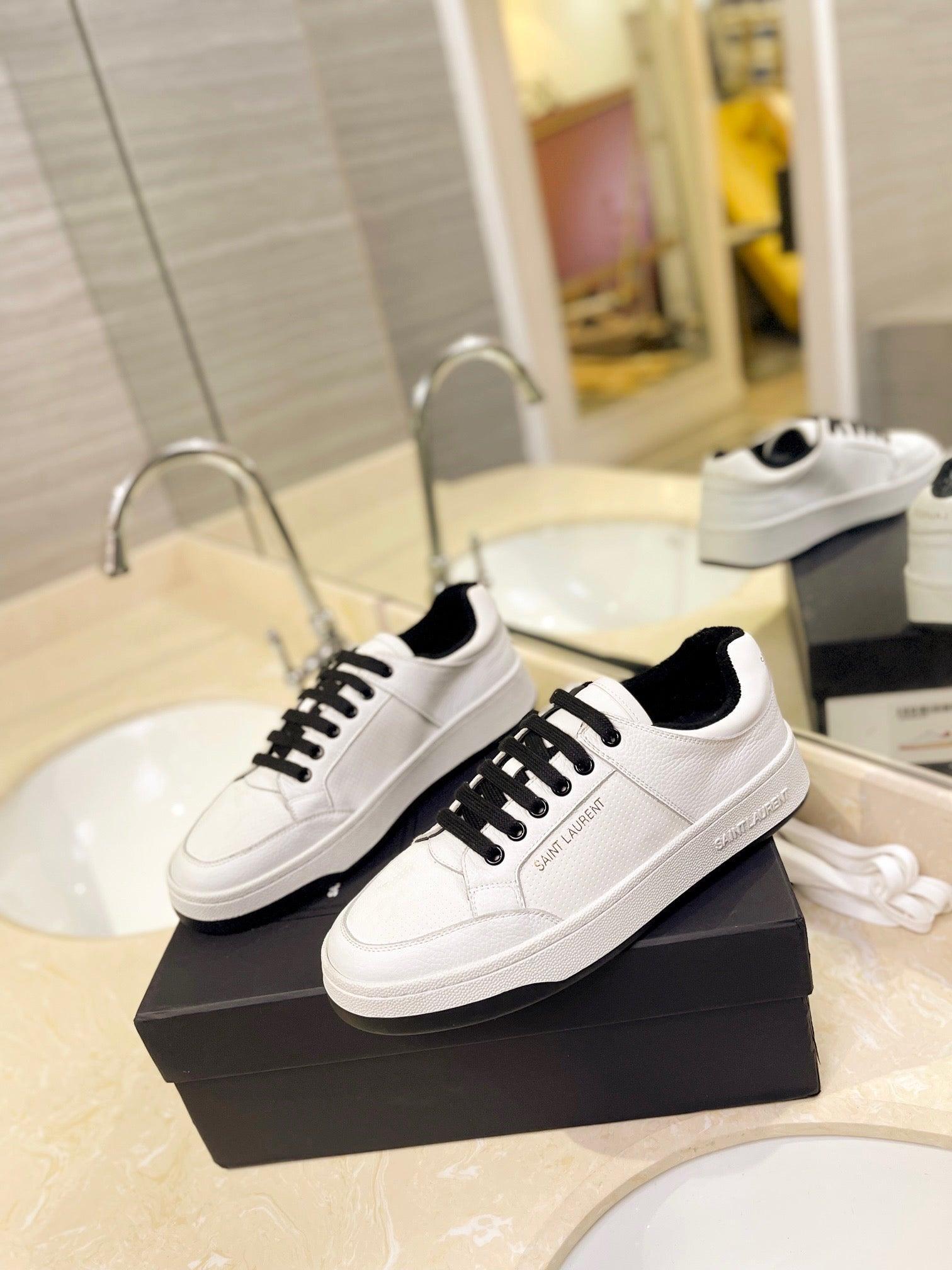 VSL Black and White Leather Sneakers-165 Designer Sneakers