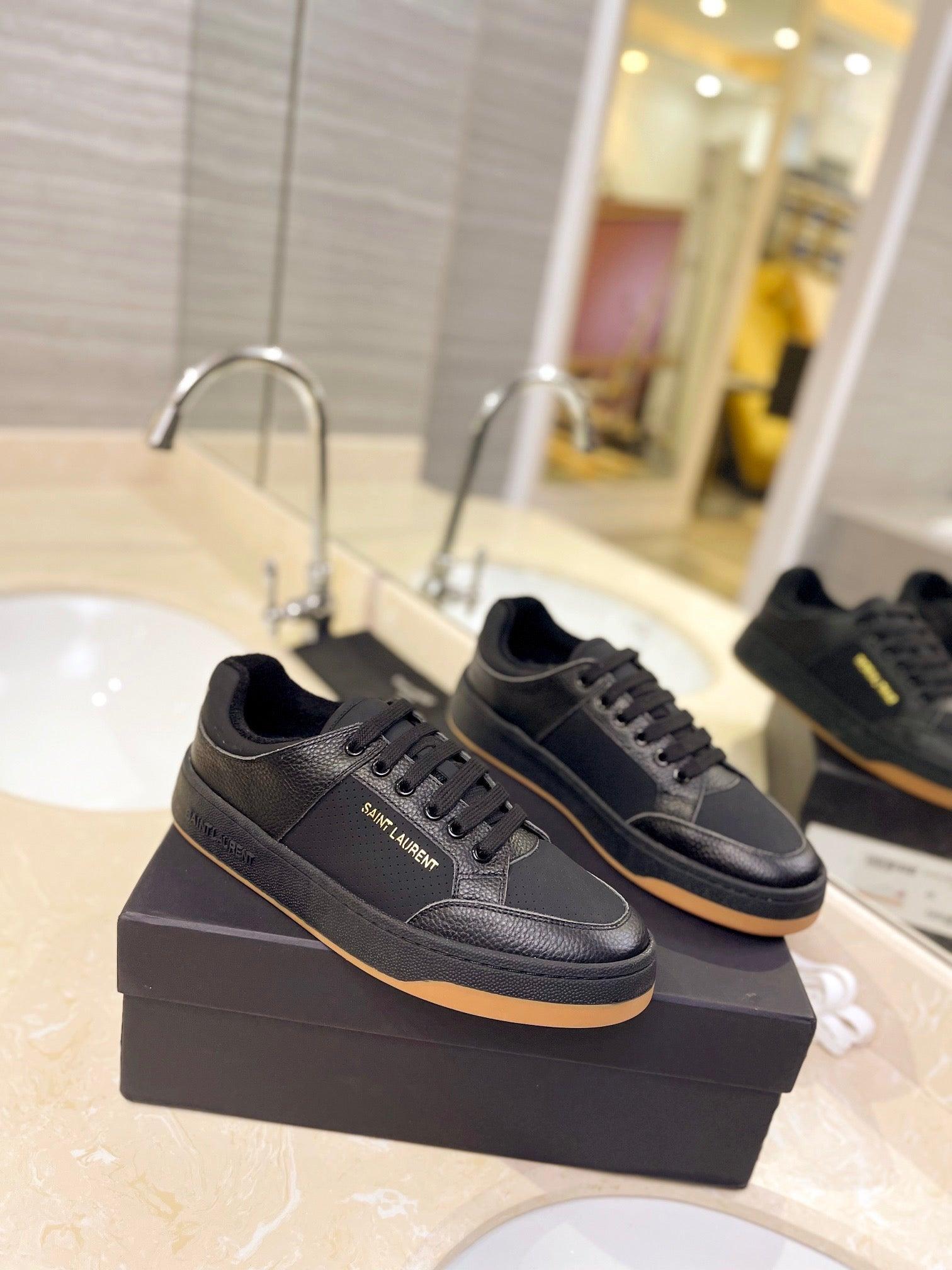 VSL Black Leather Sneakers-168 Designer Sneakers