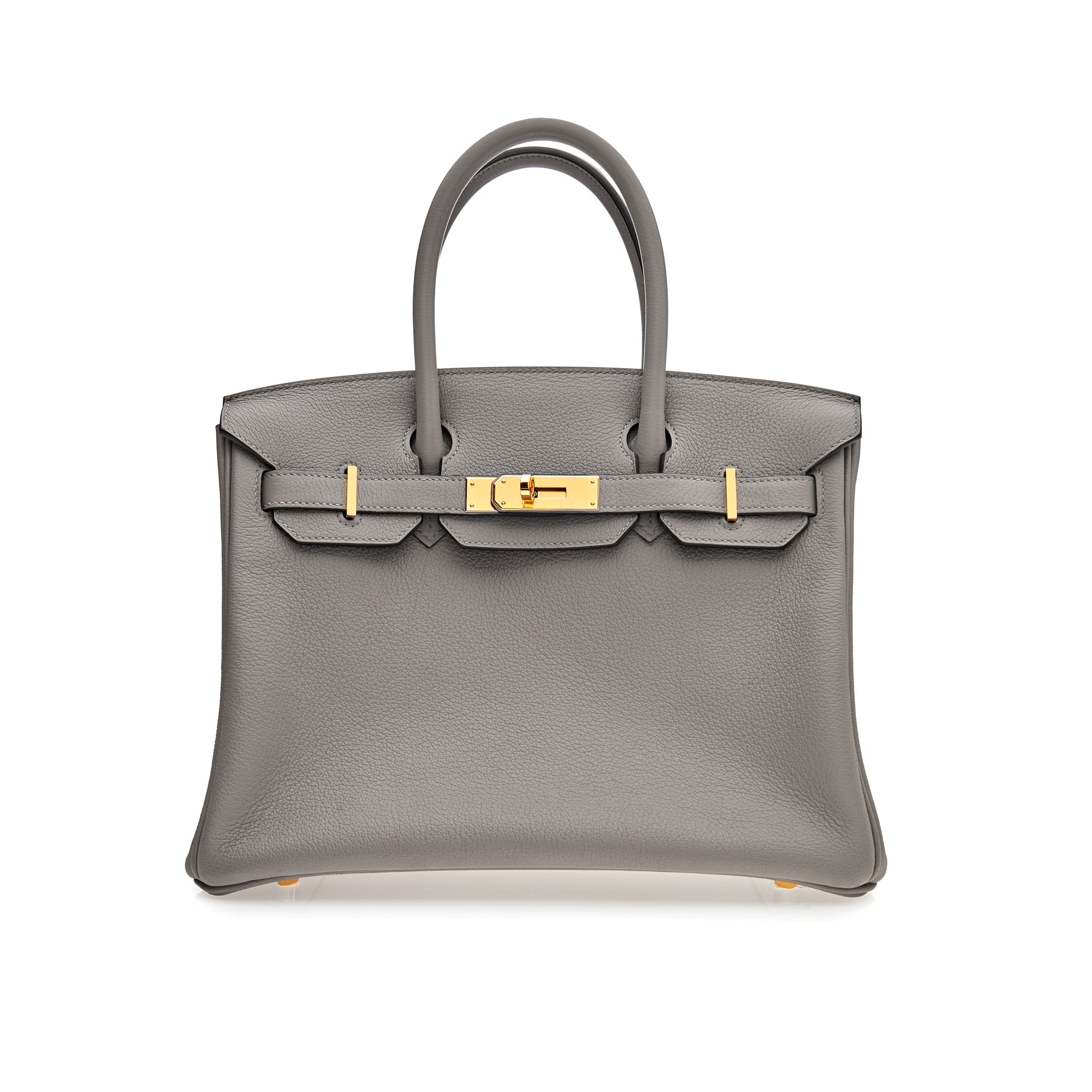 HMS Birkin 30 Gris Togo Leather Gold Hardware.