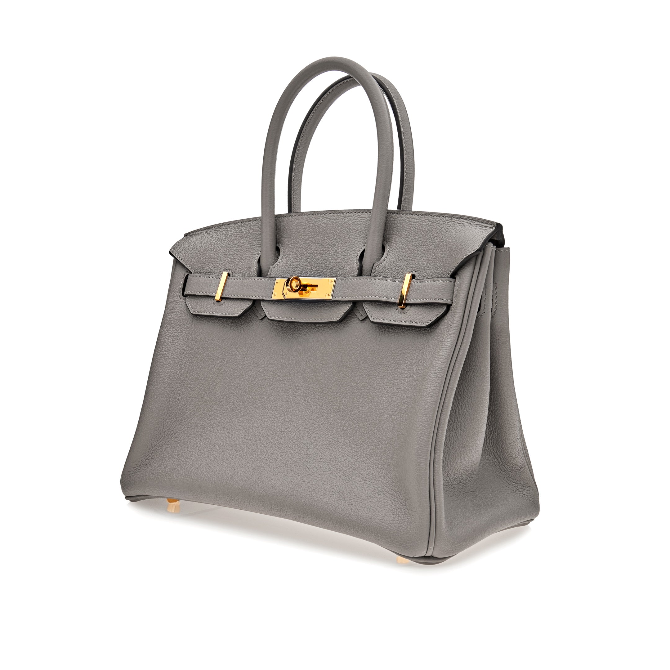 HMS Birkin 30 Gris Togo Leather Gold Hardware.
