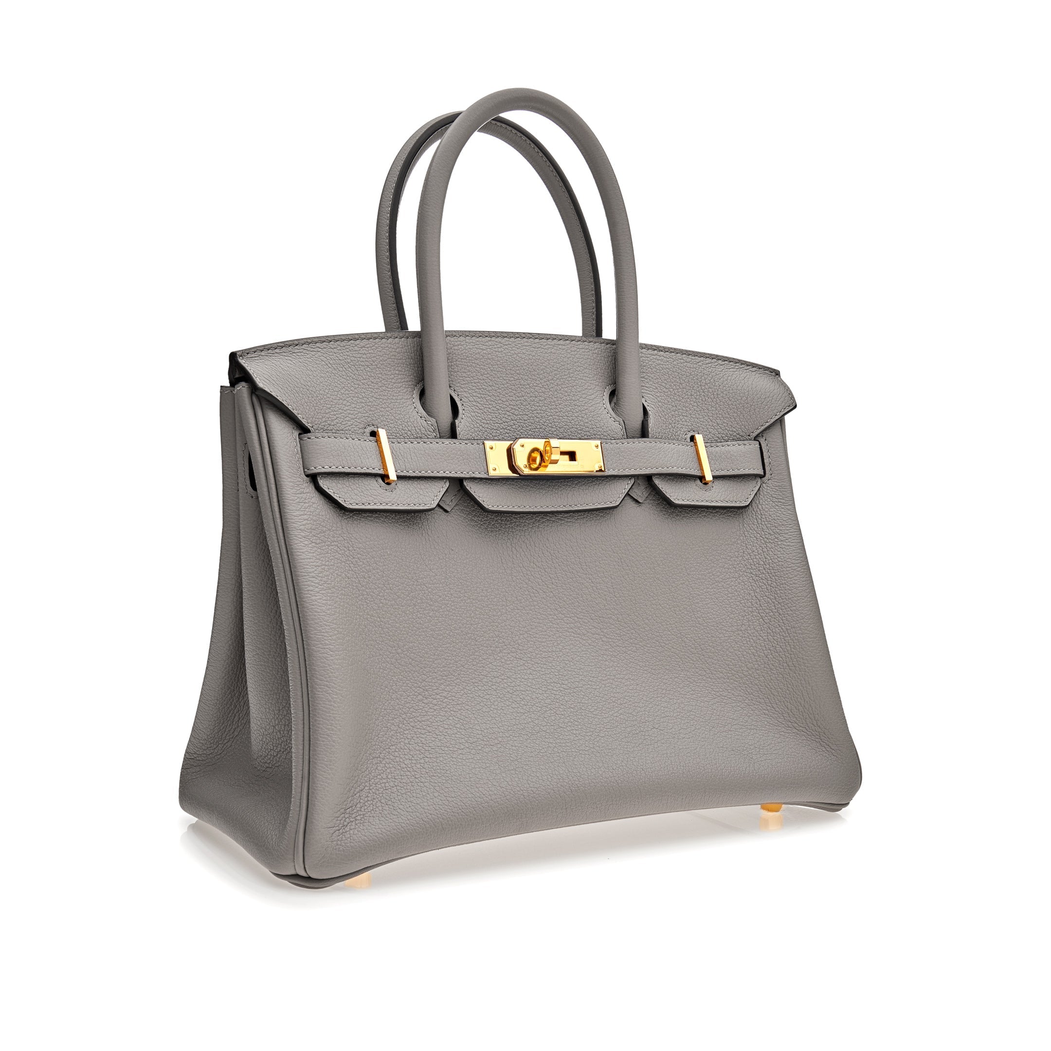 HMS Birkin 30 Gris Togo Leather Gold Hardware.