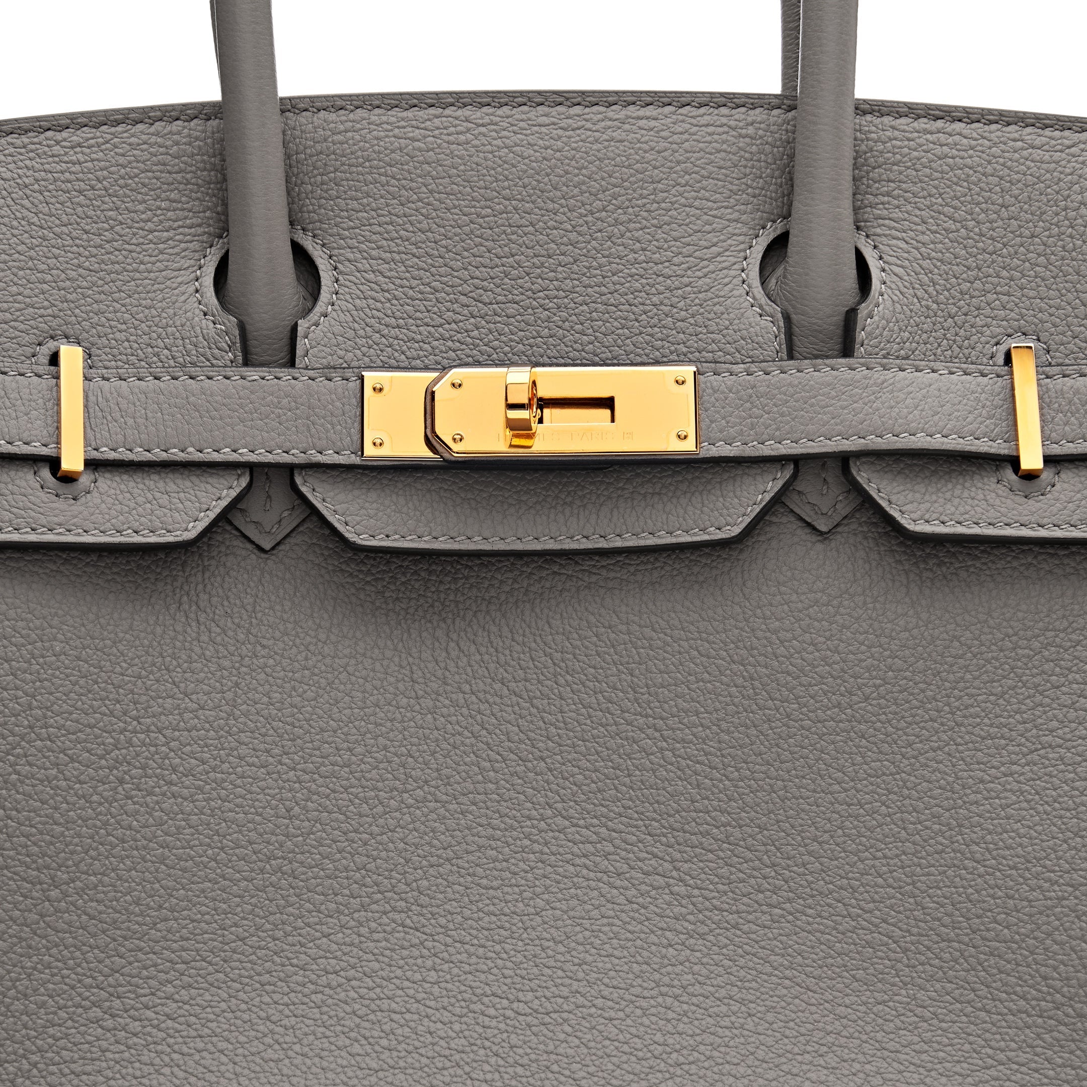 HMS Birkin 30 Gris Togo Leather Gold Hardware.
