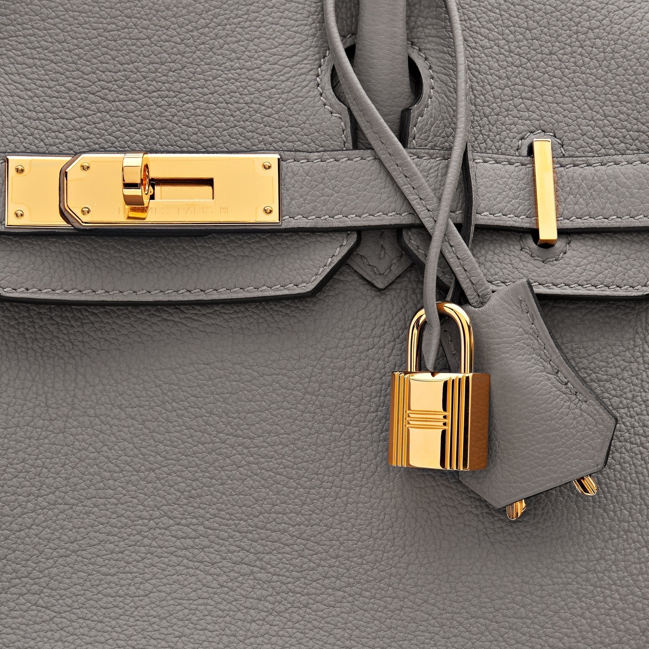 HMS Birkin 30 Gris Togo Leather Gold Hardware.