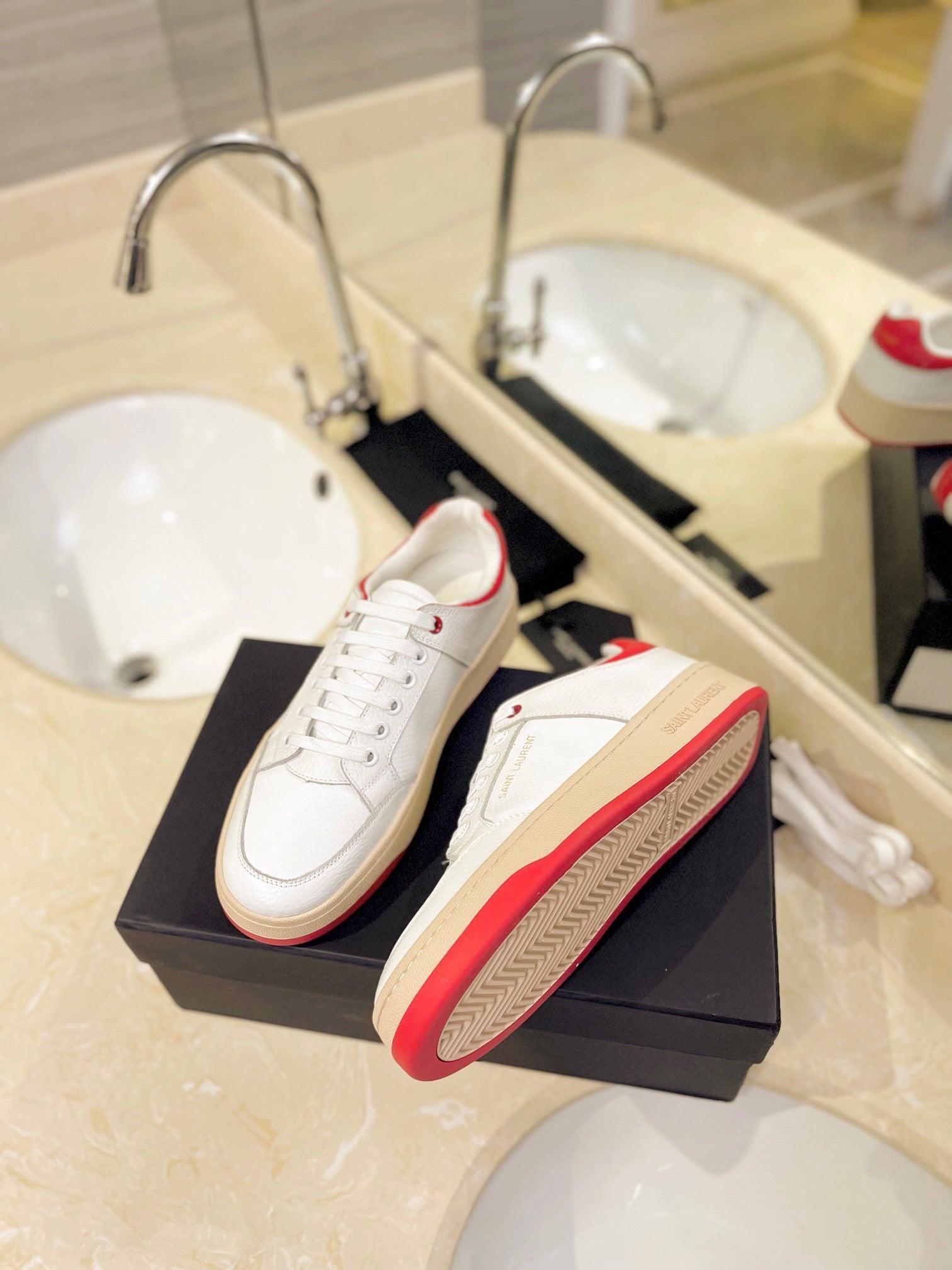 VSL White and Red Leather Sneakers-171 Designer Sneakers