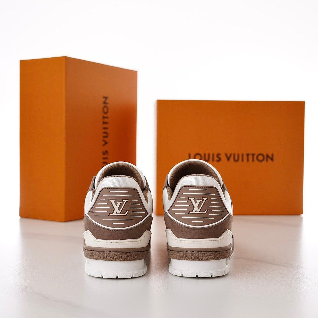 LUV Brown and White Trainer Sneakers-087 Designer Sneakers