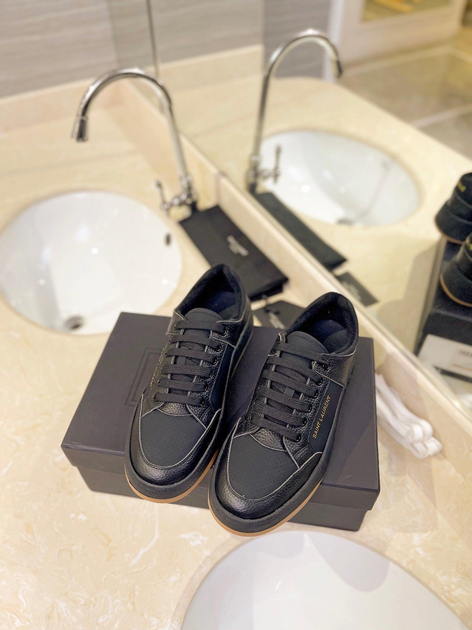 VSL Black Leather Sneakers-168 Designer Sneakers