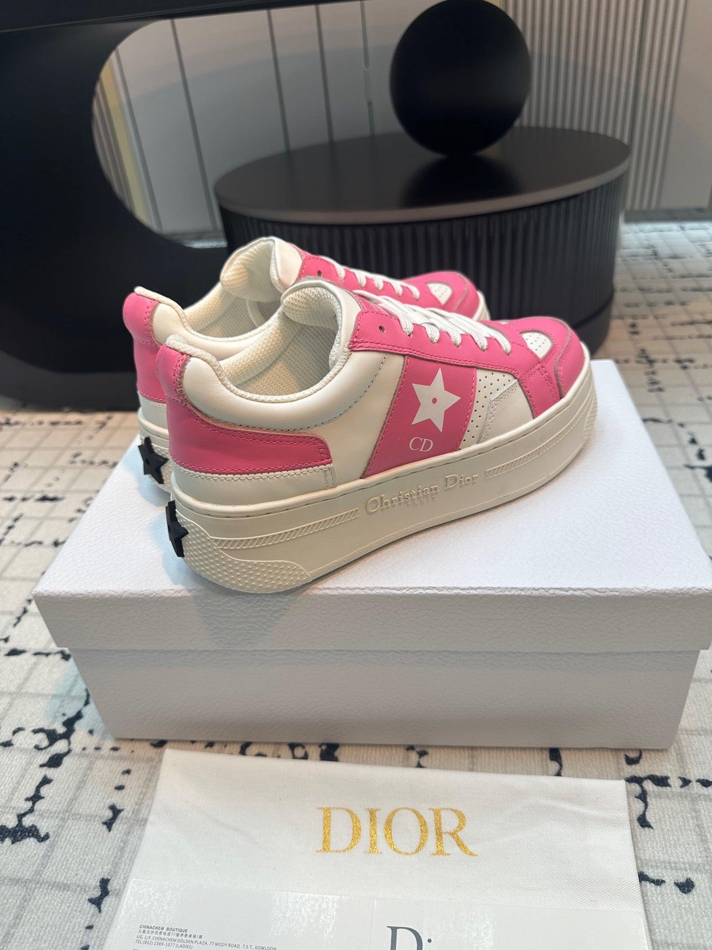 DOR Star Platform Sneaker Pink Calfskin and Suede-162 Designer Sneakers