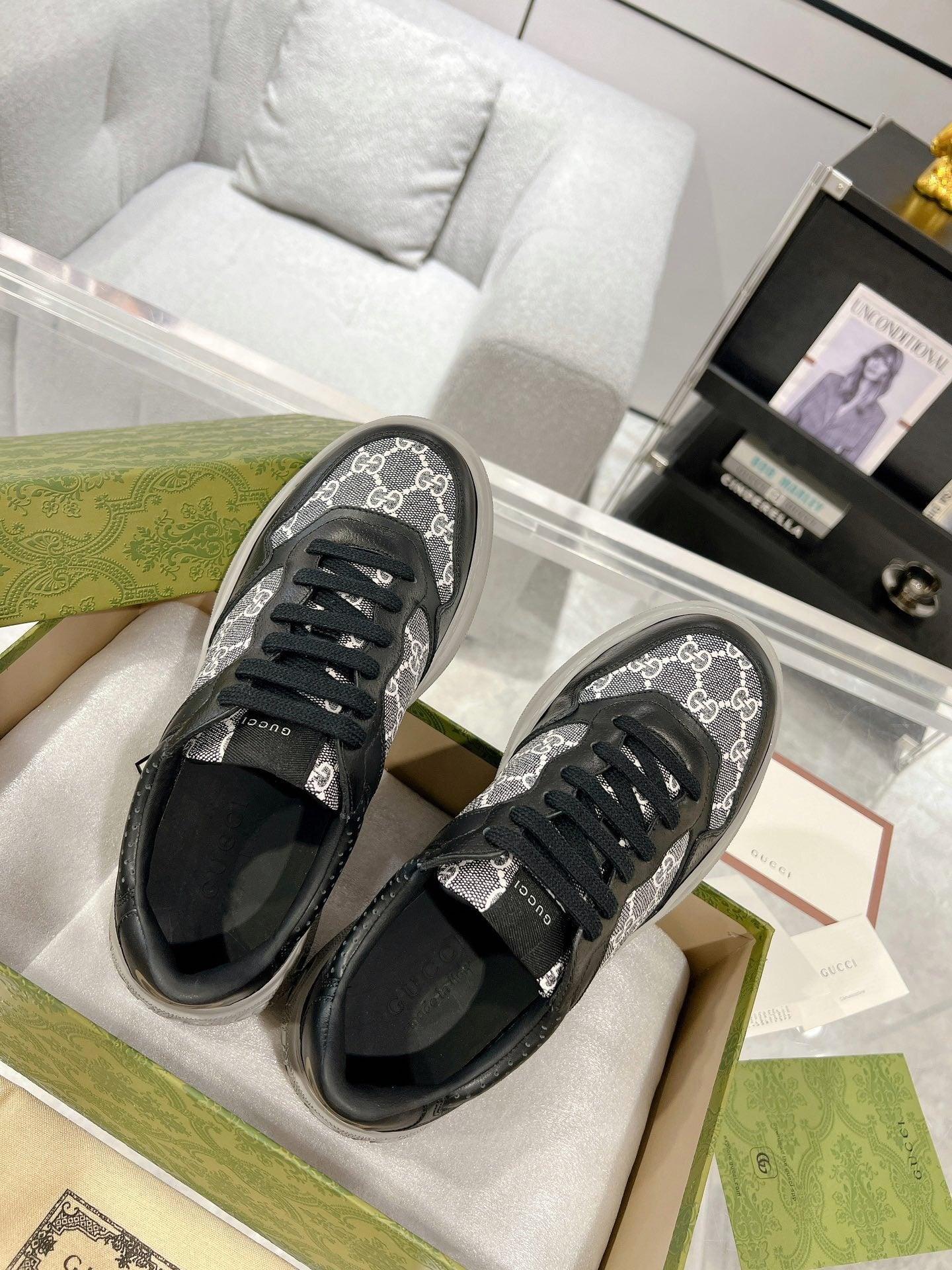 GCI Men's Black and Grey Supreme Canvas Sneakers-184 Designer Sneakers